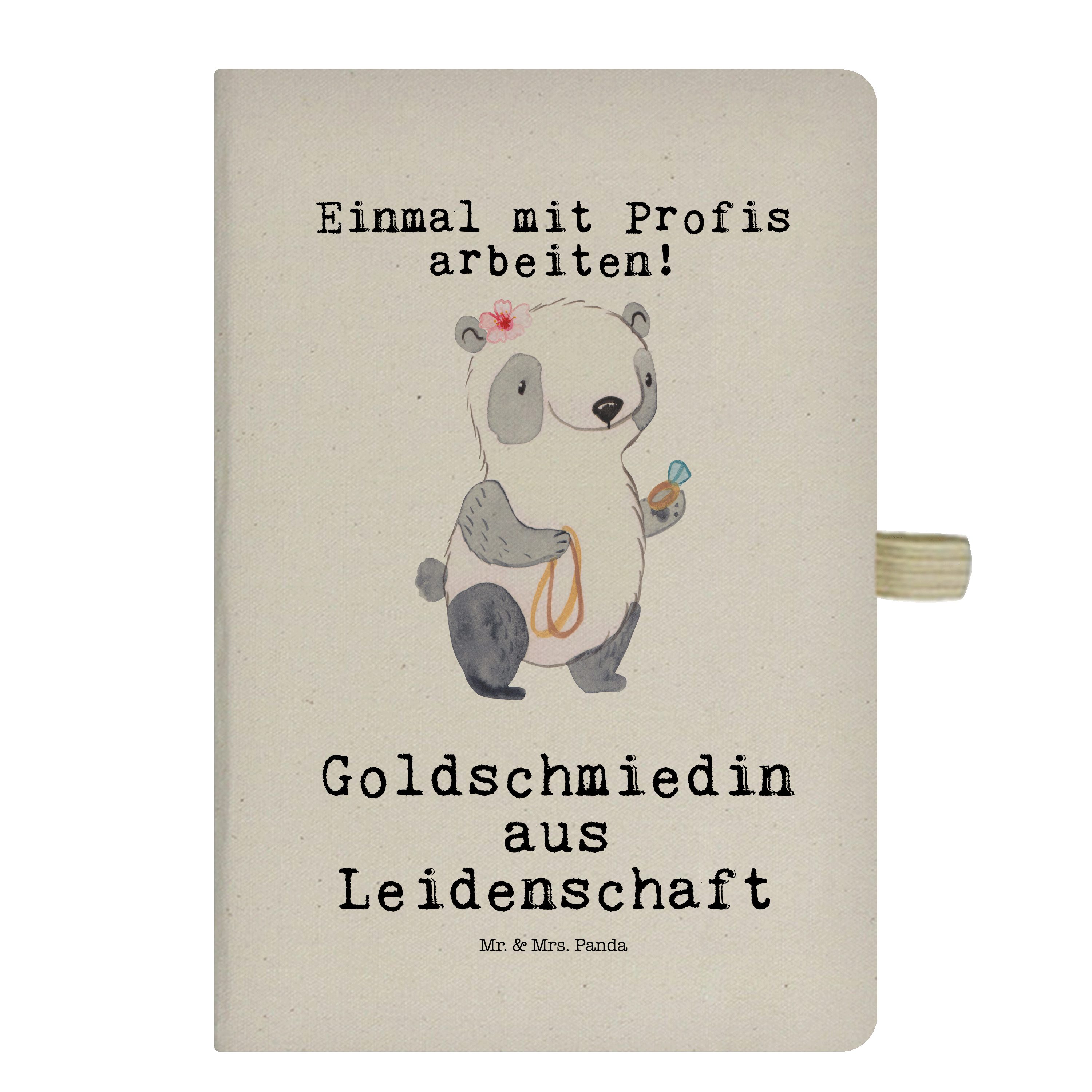 Mrs. Goldschmiedin aus J Notizbuch & Panda Mr. Mr. - Mrs. Panda & Geschenk, Leidenschaft Notizheft, Transparent -