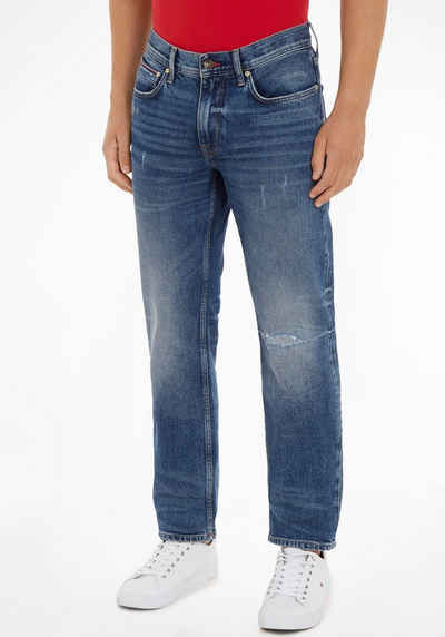 Tommy Hilfiger Destroyed-Jeans STRAIGHT DENTON STR 4YRS REPAIR mit Riss am linken Knie