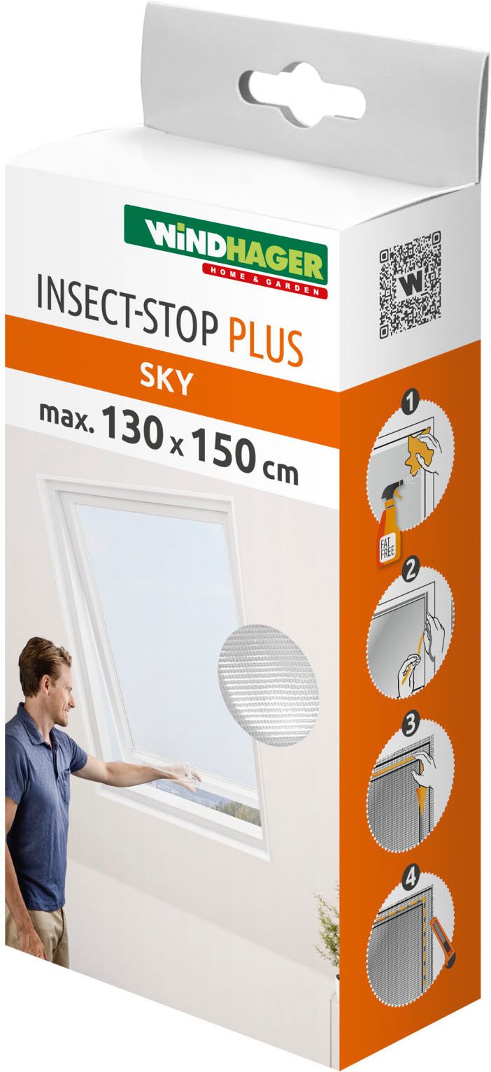 Windhager Fliegengitter-Gewebe für Dachfenster mit Reißverschluss, Insektenschutz ohne bohren, (1-St), Insektenschutzgitter 130 x 150 cm, erhältlich in anthrazit oder weiß