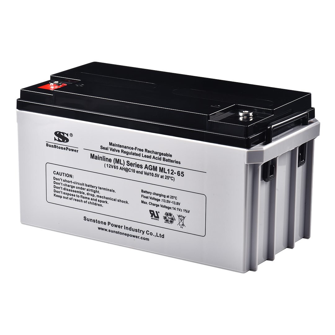 Sunstone Power 12 V 65Ah AGM Batteriespeicher Blei Säure Batteriespeicher PV Anlage Bleiakkus 65000 mAh (12 V), Wiederaufladbar, Wartungsfrei