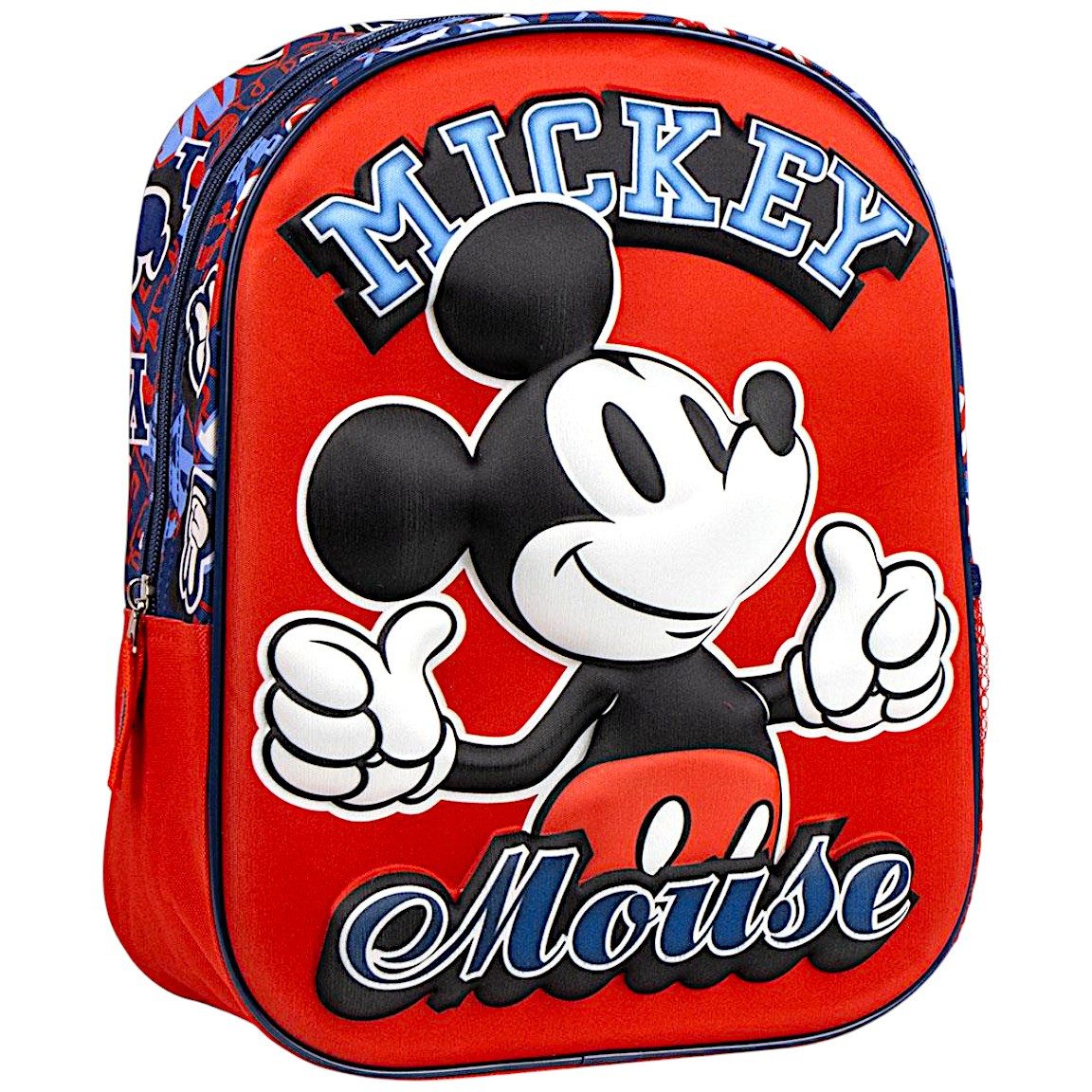 Disney Mickey Mouse Kindergartentasche Mickey Maus, 3D Kinder-Rucksack 31x25x10 cm