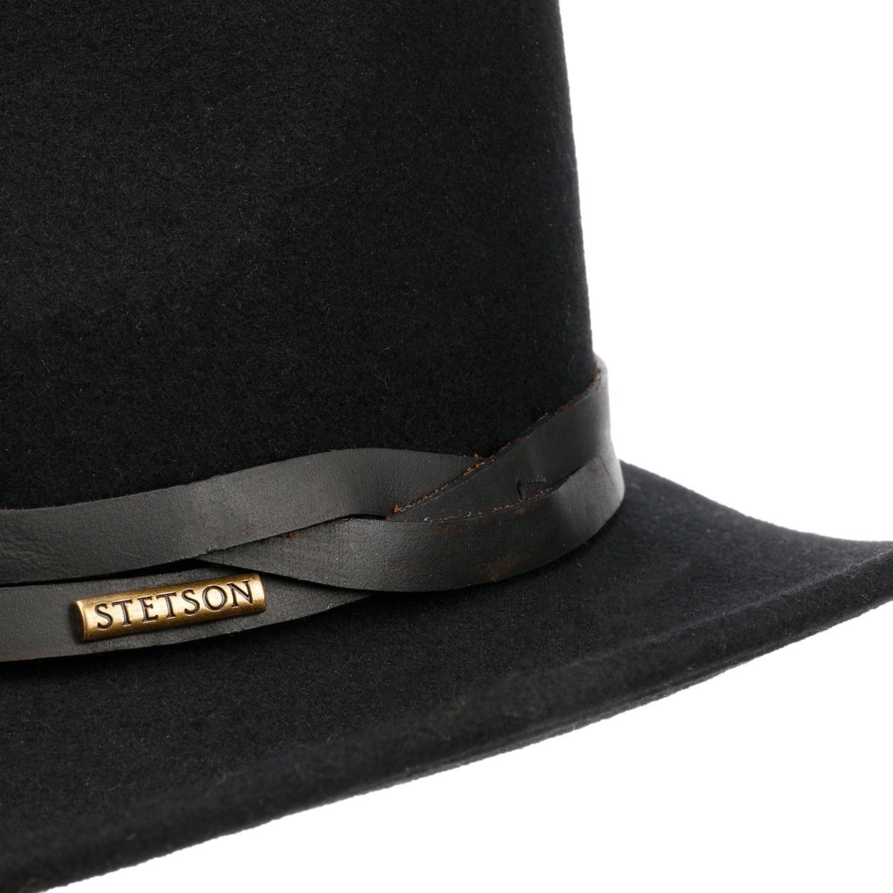 Stetson (1-St) mit Cowboyhut Wollfilzhut Lederband schwarz