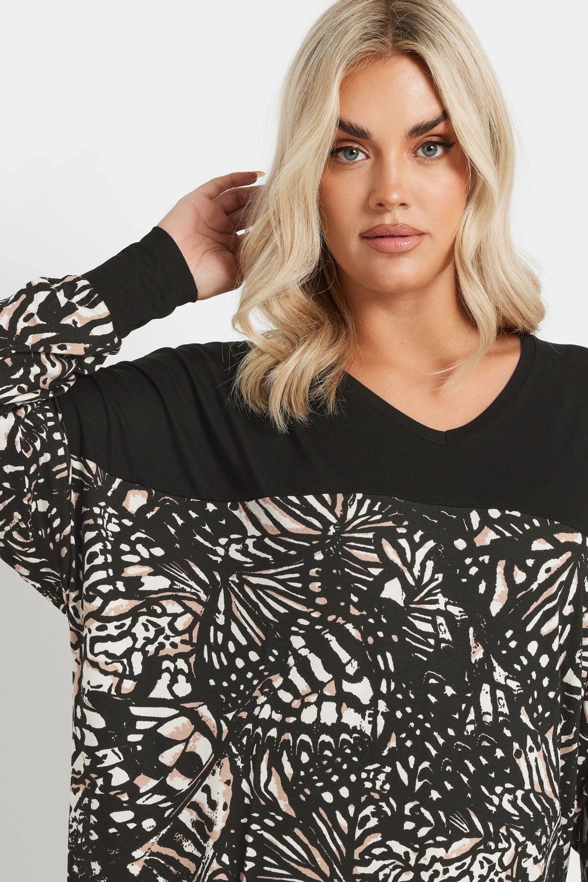Stil Diva Blusentop Plus-Size-Bluse mit V-Ausschnitt, langen Ärmeln, elasti günstig online kaufen