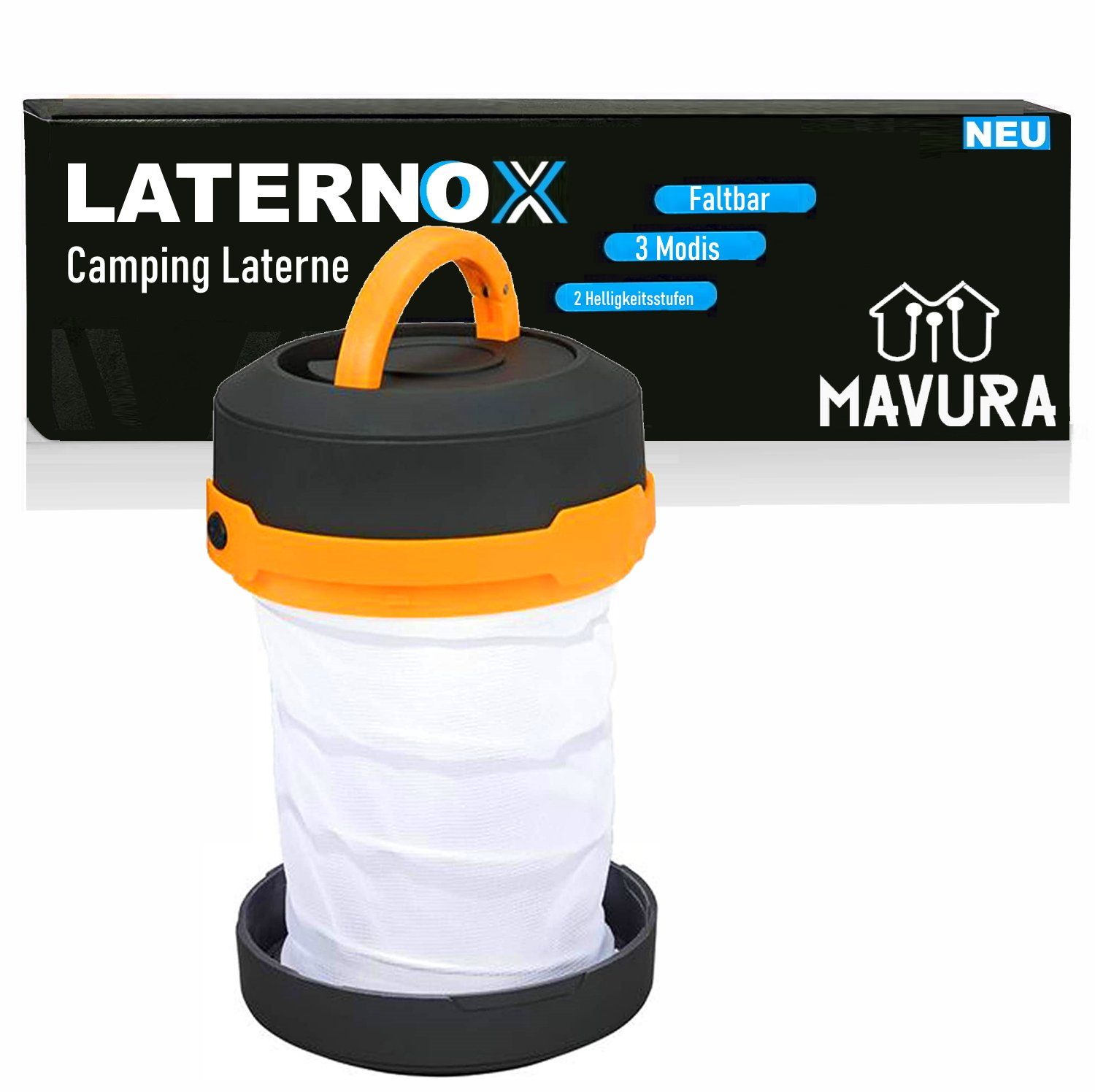 wasserdicht, Standleuchte, Taschenlampe, faltbar Outdoor Lampe Laterne LED Camping Campingleuchte Campinglampe LATERNOX MAVURA Hängeleuchte