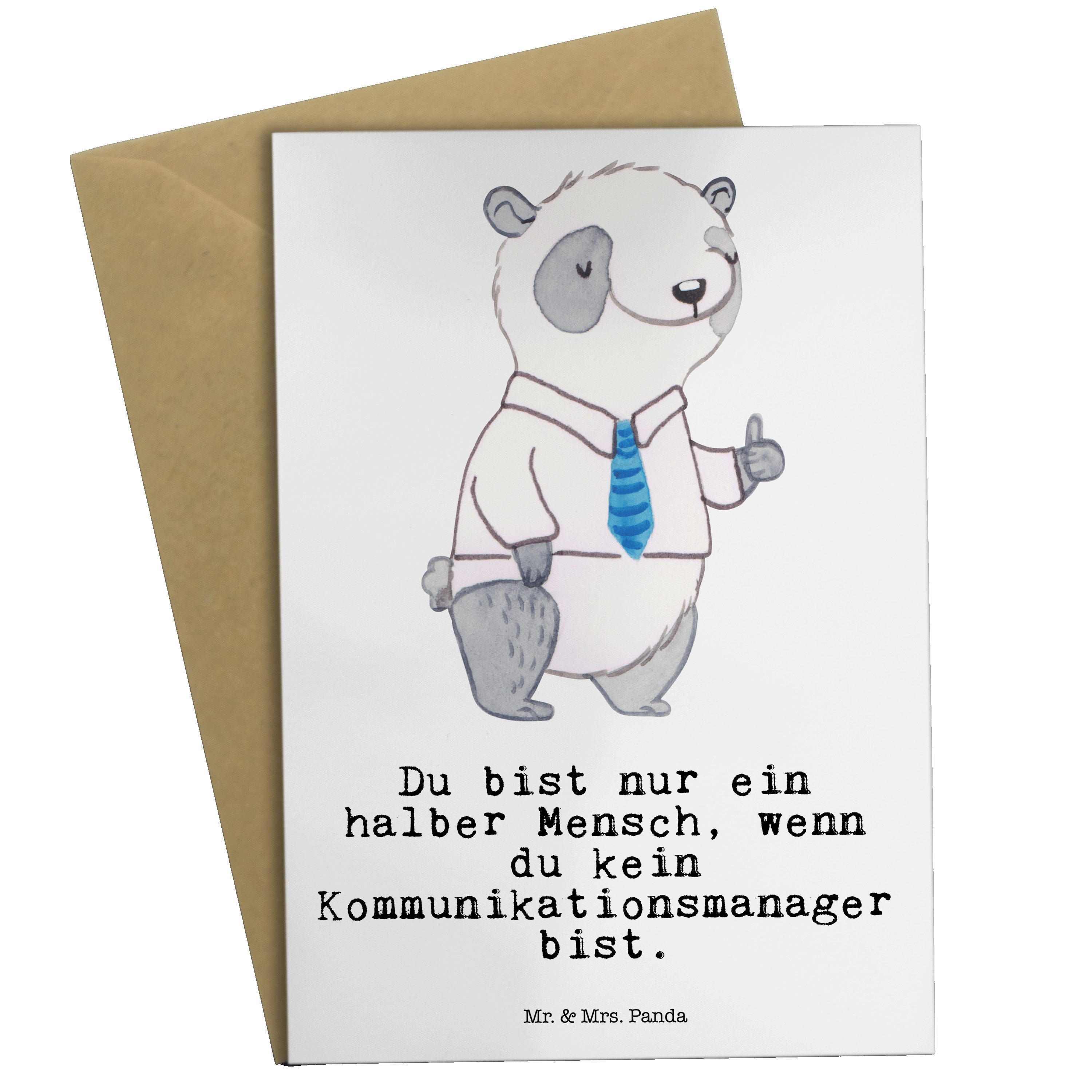 Mr. & Mrs. Panda Grußkarte Kommunikationsmanager mit Herz - Weiß - Geschenk, communications mana