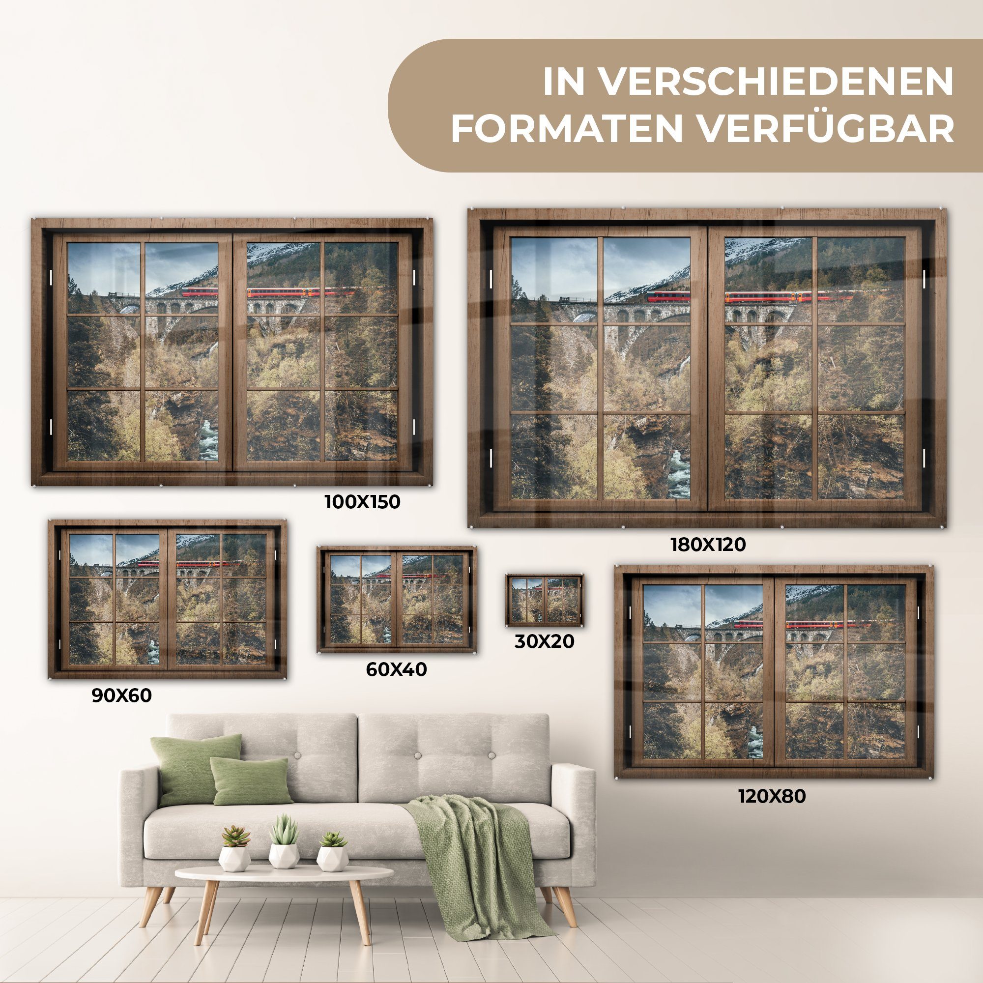 Zug Wandbild Glasbilder Aussicht St), auf Acrylglasbild Glas Berg, MuchoWow - Foto - - Wanddekoration - (1 - Bilder Glas auf