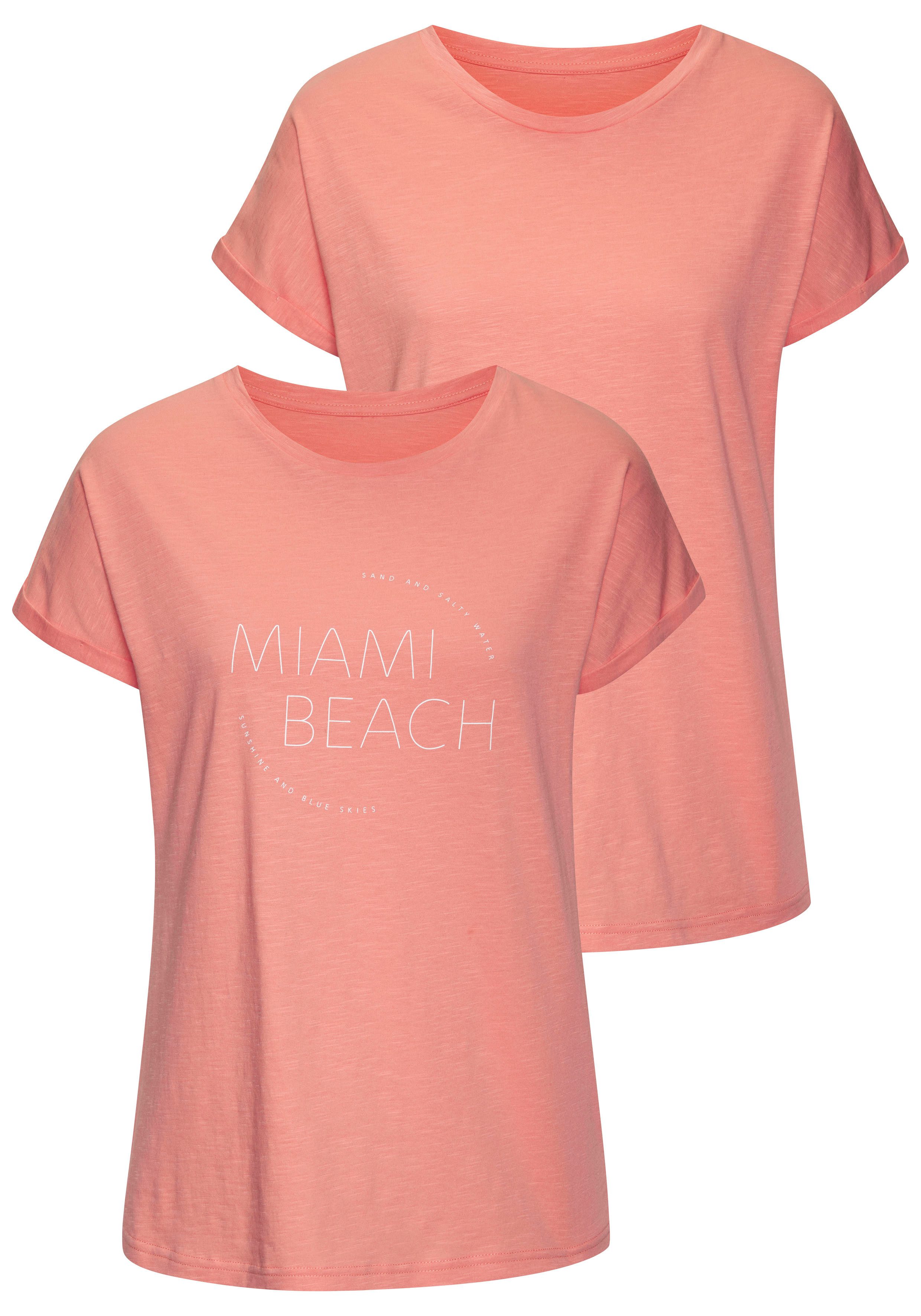 Vivance T-Shirt mit modischem Frontprint (2er-Pack) aus weicher Baumwoll-Qualität
