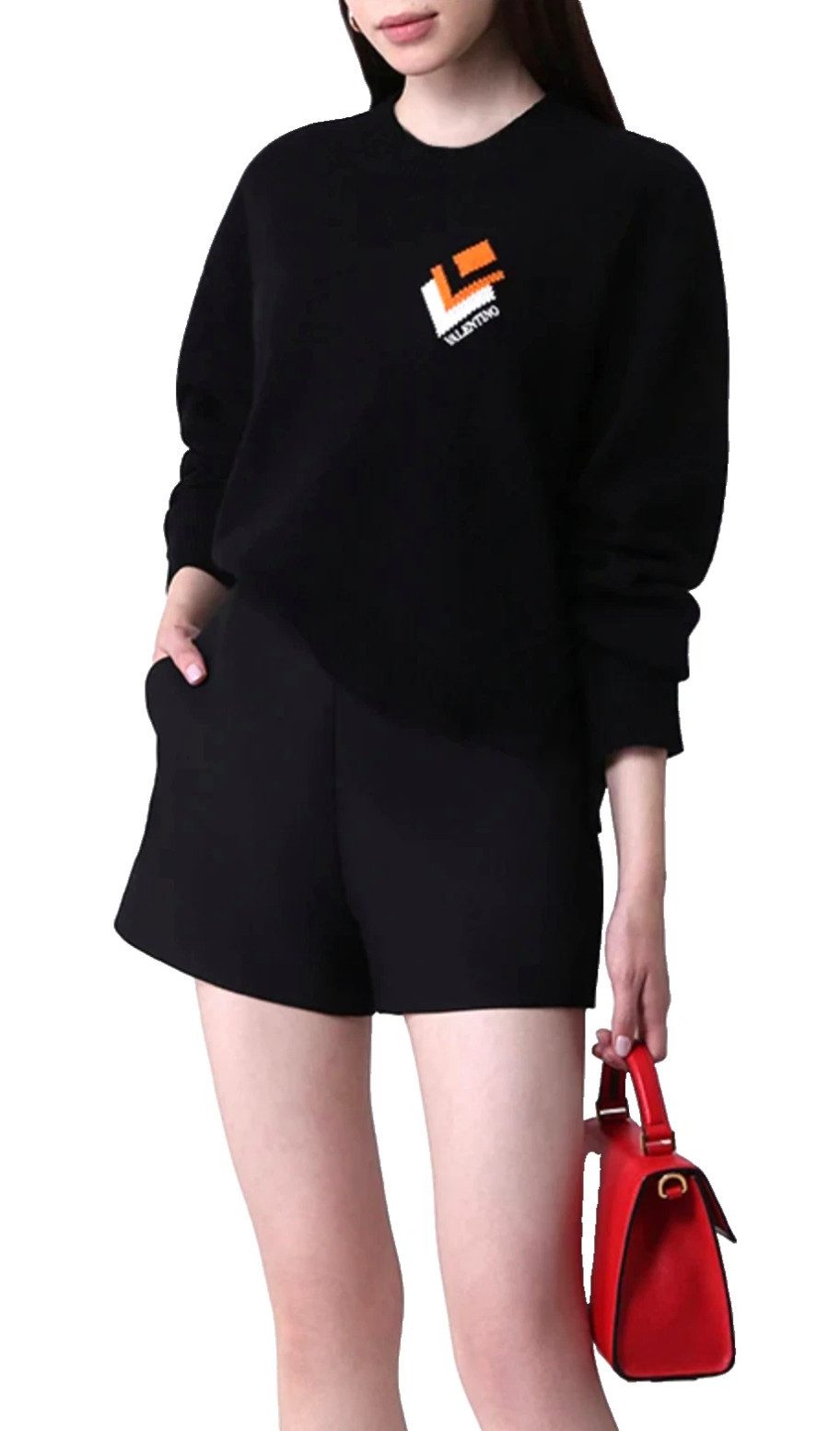 Valentino Strickpullover Pullover Logo Sweater Pulli L Mehrfarbiges „Logo Remake“-Motiv auf der Brust