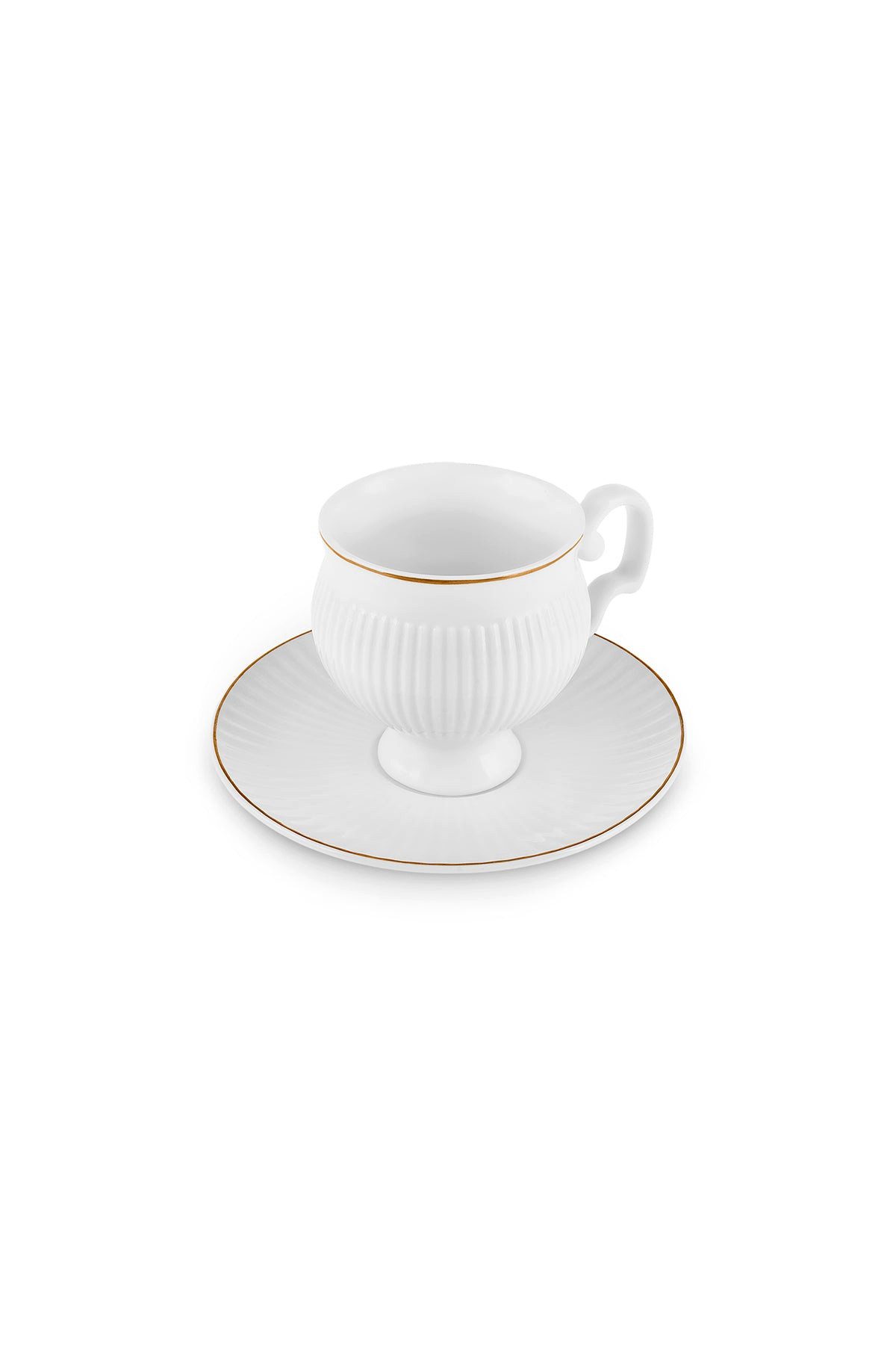 Karaca Kaffeeservice Karaca Malta Bone-China Teetassen-Set 4-tlg. 210 ml Gold-Weiß, BONE PORCELAIN – Bild 5 von 5