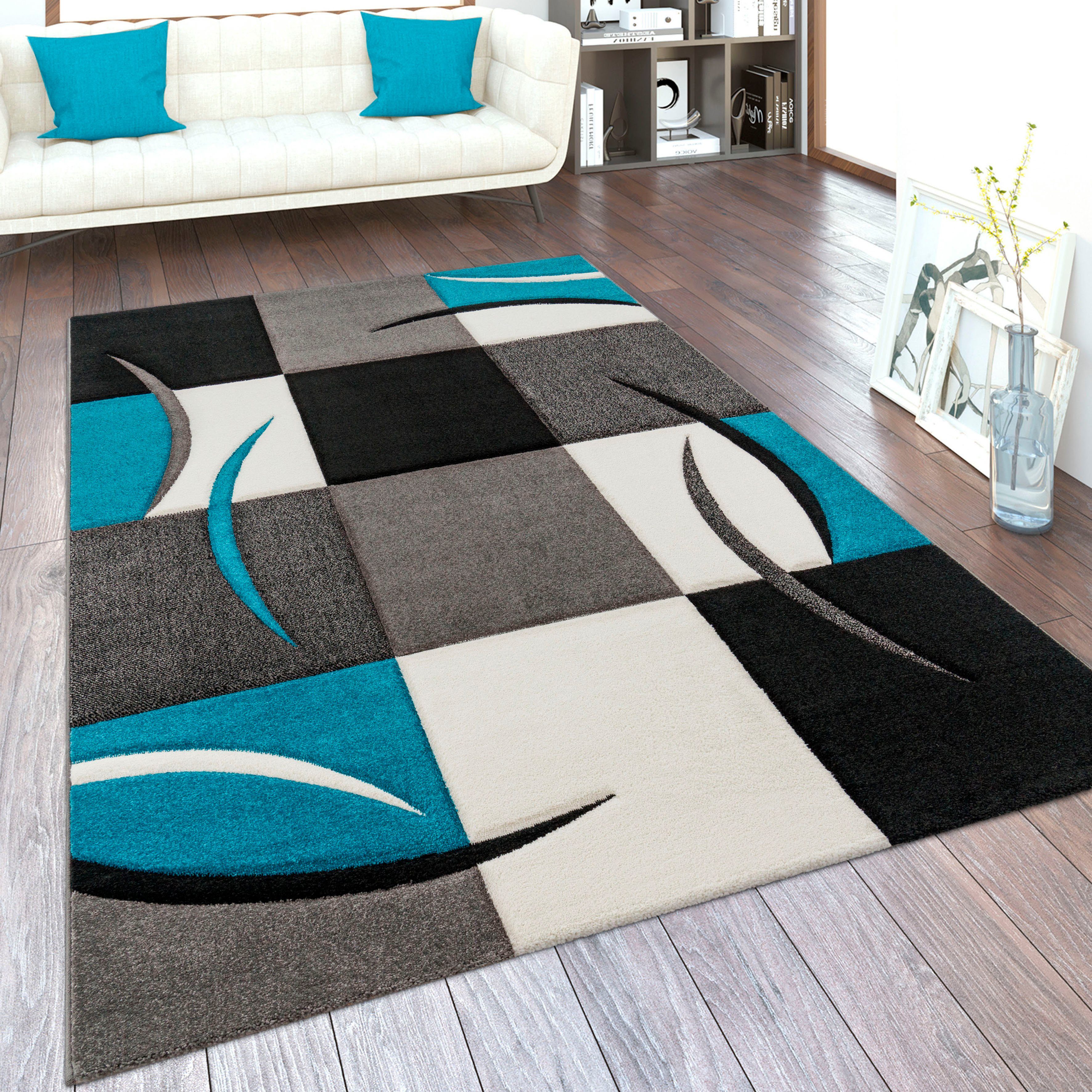 Paco Home Teppich Diamond 665, rechteckig, Höhe: 17 mm, Karo Muster, 3D-Des günstig online kaufen