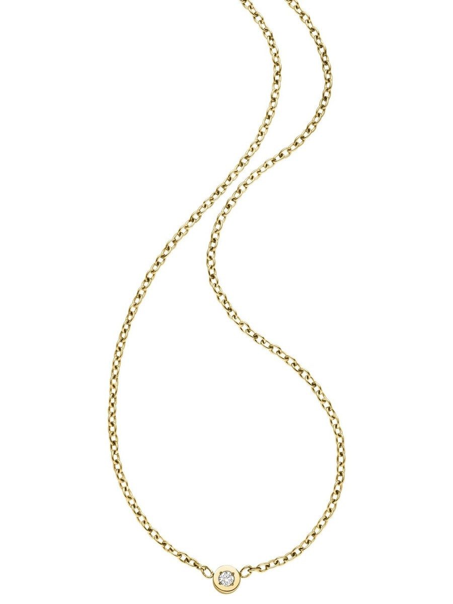 Boccia Kette mit Anhänger Titan mit Diamant Goldfarben