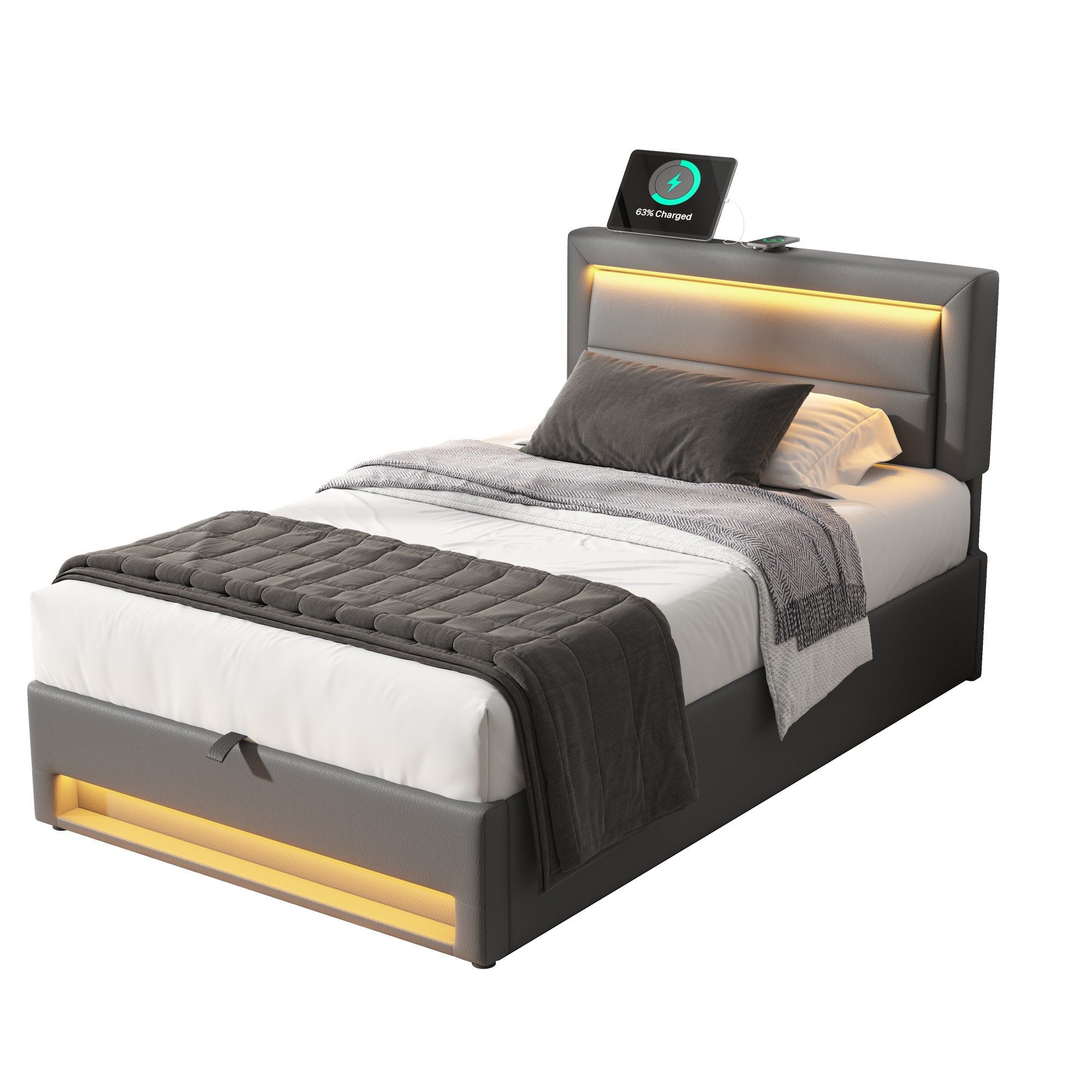 Flieks Polsterbett, LED Einzelbett 90x200cm mit günstig online kaufen