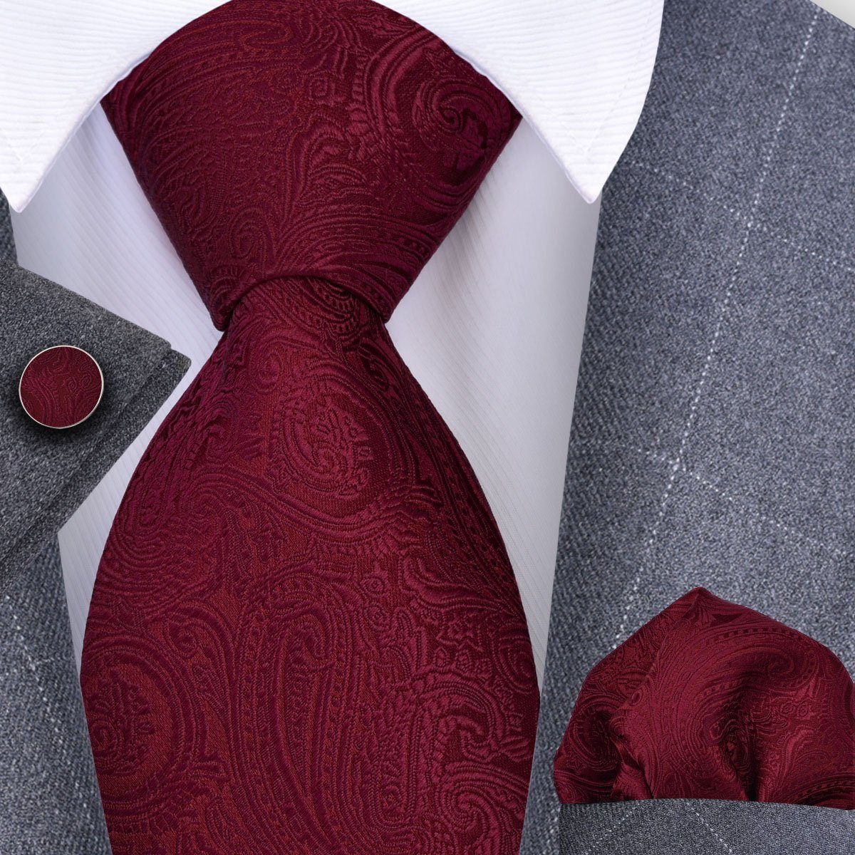 + Krawatte Herrenkrawatte Krawatten-Set Krawatte Seide Einstecktuch Seidenkrawatte Moschen-Bayern - Manschettenknöpfe Rot + Krawatte Trachtenkrawatte
