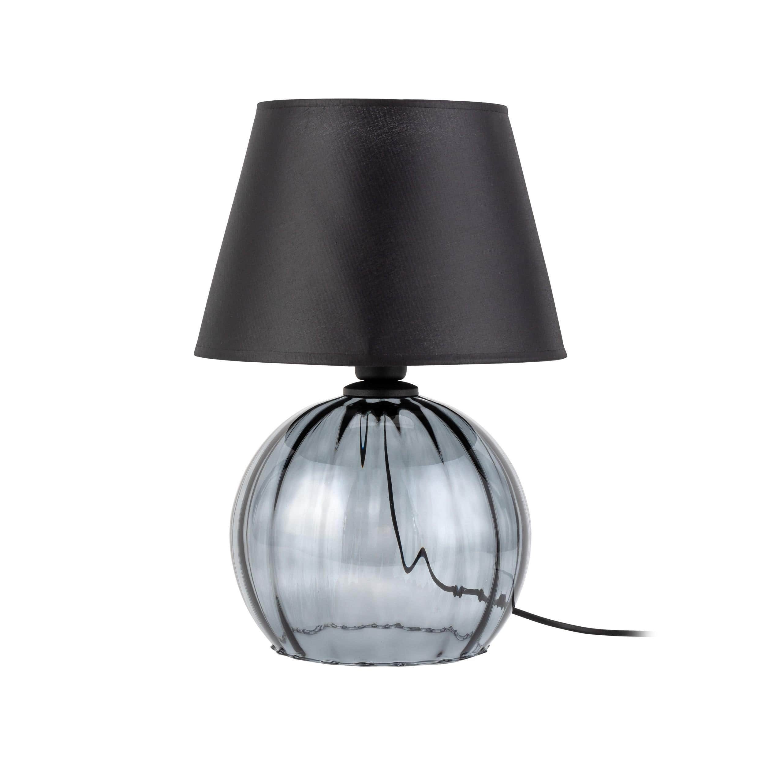 Signature Home Collection Nachttischlampe Tischlampe schwarz, Lampenschirm Nachttischlampe, Glas warmweiß, grau mit Glaslampe bauchig ohne Leuchtmittel