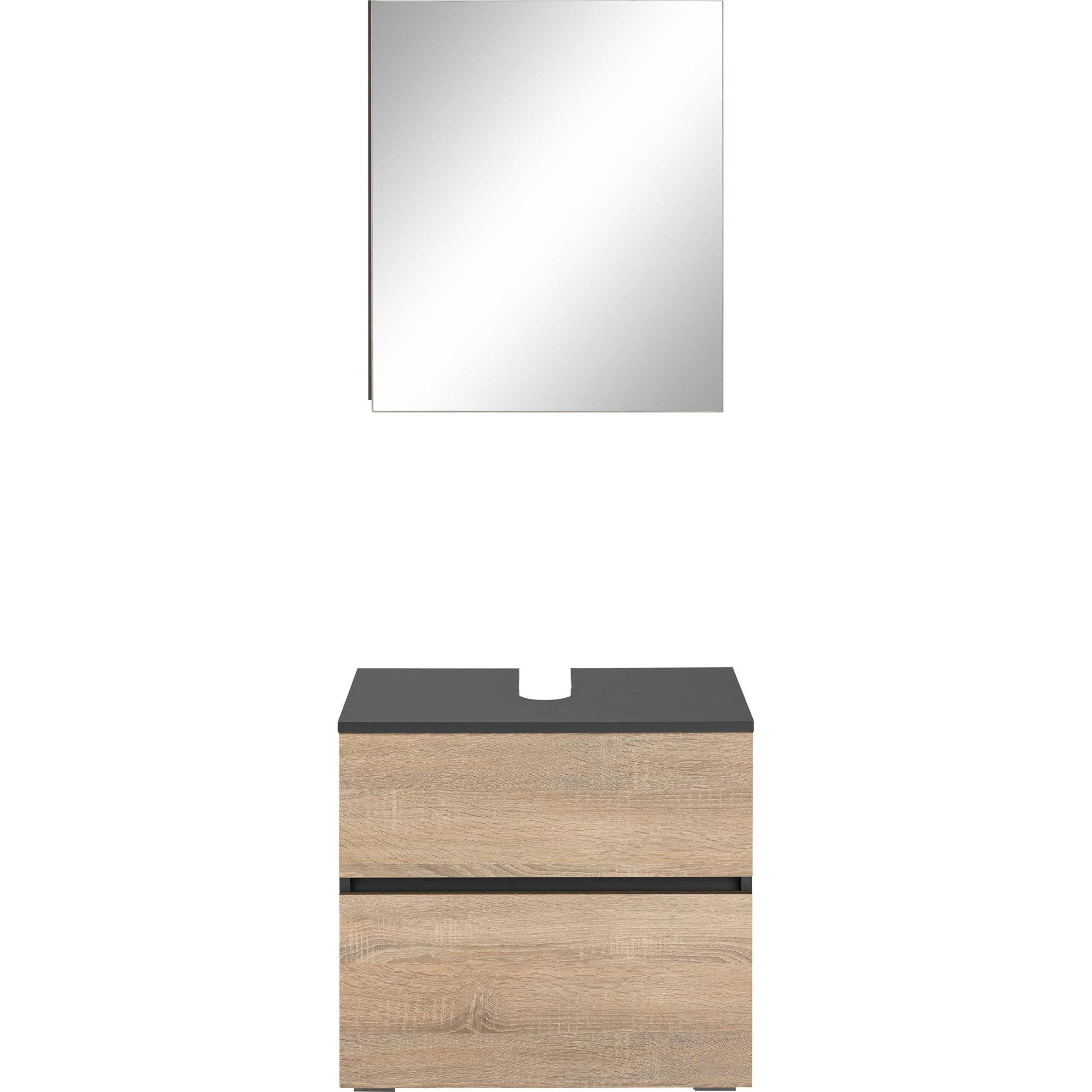 Home affaire Badmöbel-Set Wisla, (Set, 2-St), Spiegelschrank, WBU mit Siphonausschnitt u. Push-to-open, Breite 60 cm