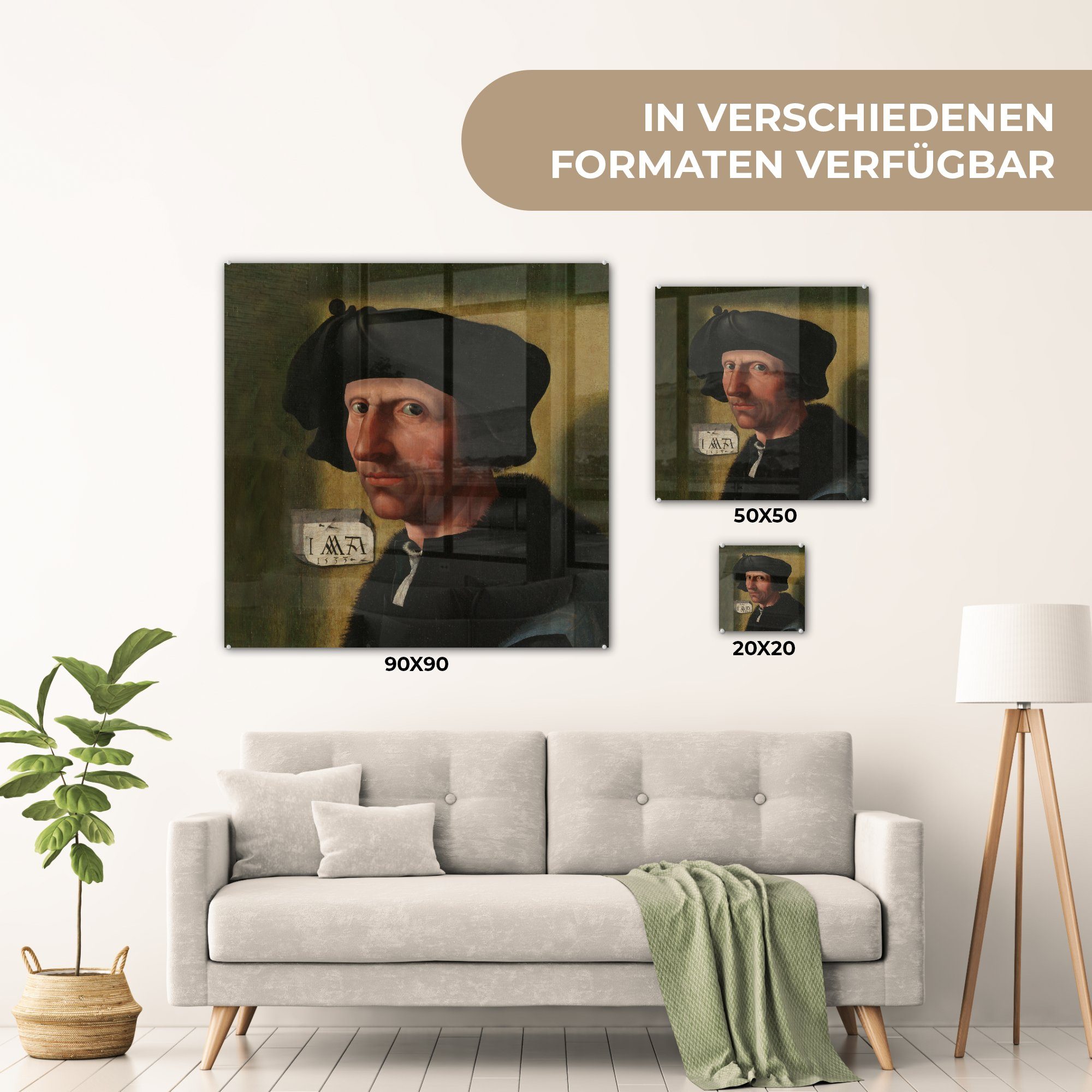 Jacob MuchoWow Acrylglasbild Jacob, Cornelisz auf Gemälde - Glas - auf Wandbild van - - Wanddekoration Foto Glasbilder Oostsanen Bilder von Glas bunt von Porträt (1 St),