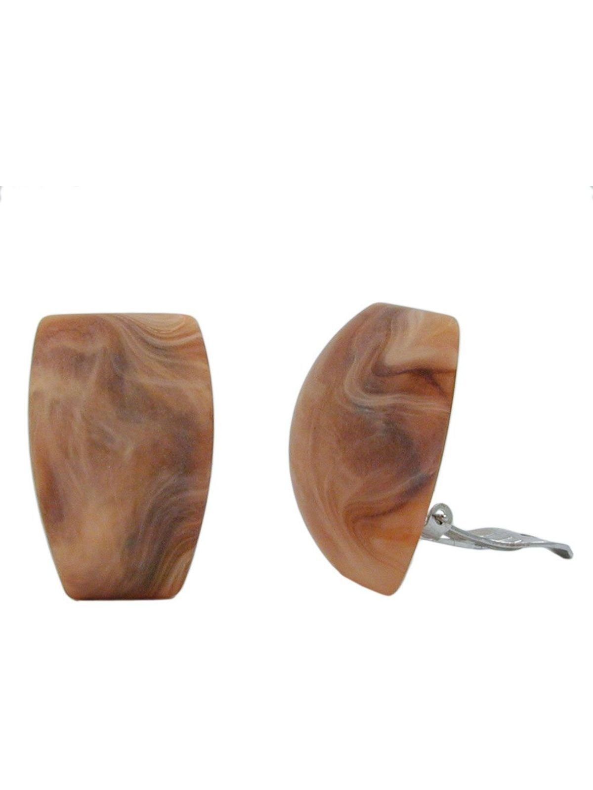Gallay Paar Ohrclips Ohrring 27x17mm Trapez horn-marmoriert matt Kunststoff-Bouton (1-tlg)
