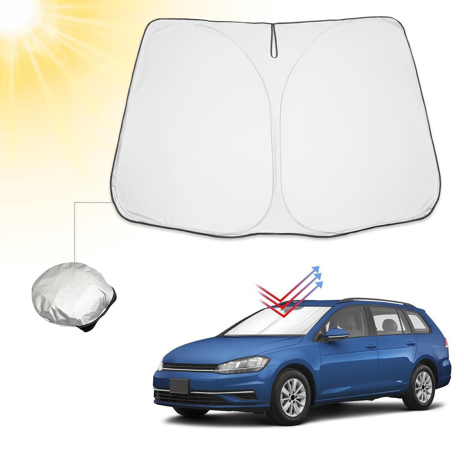 LuxusKollektion Frontscheibenabdeckung Frontscheibenabdeckung Sonnenblende faltbar UV Schutz VW Golf Mk7