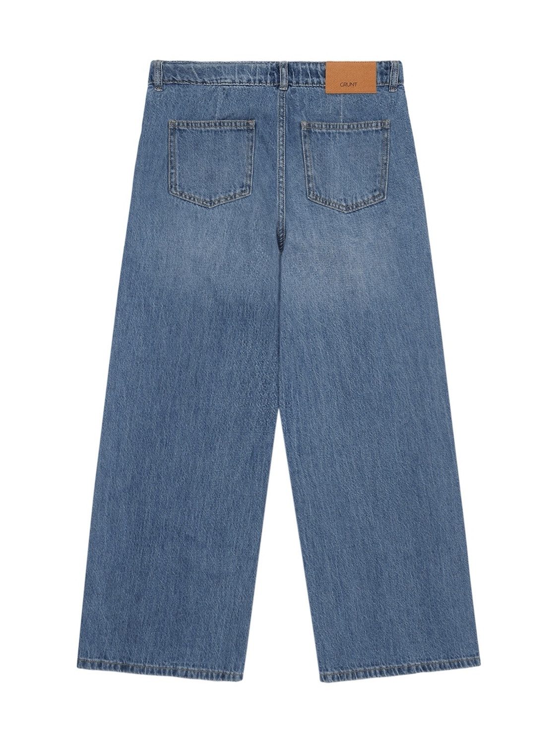 GRUNT Gerade Jeans GRPlaty Pleat Blue Denim (1-tlg) Trendige Mädchen-Jeans im modernen Wide-Leg-Schnitt