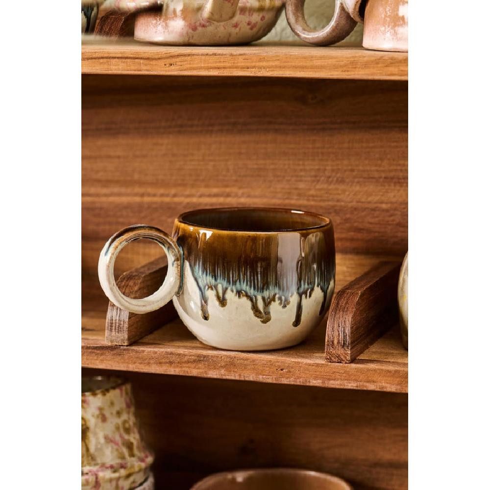 Ib Laursen Tasse Ib Laursen Tasse mit Henkel Valvik erdige Farbtöne mit blauer Laufglas