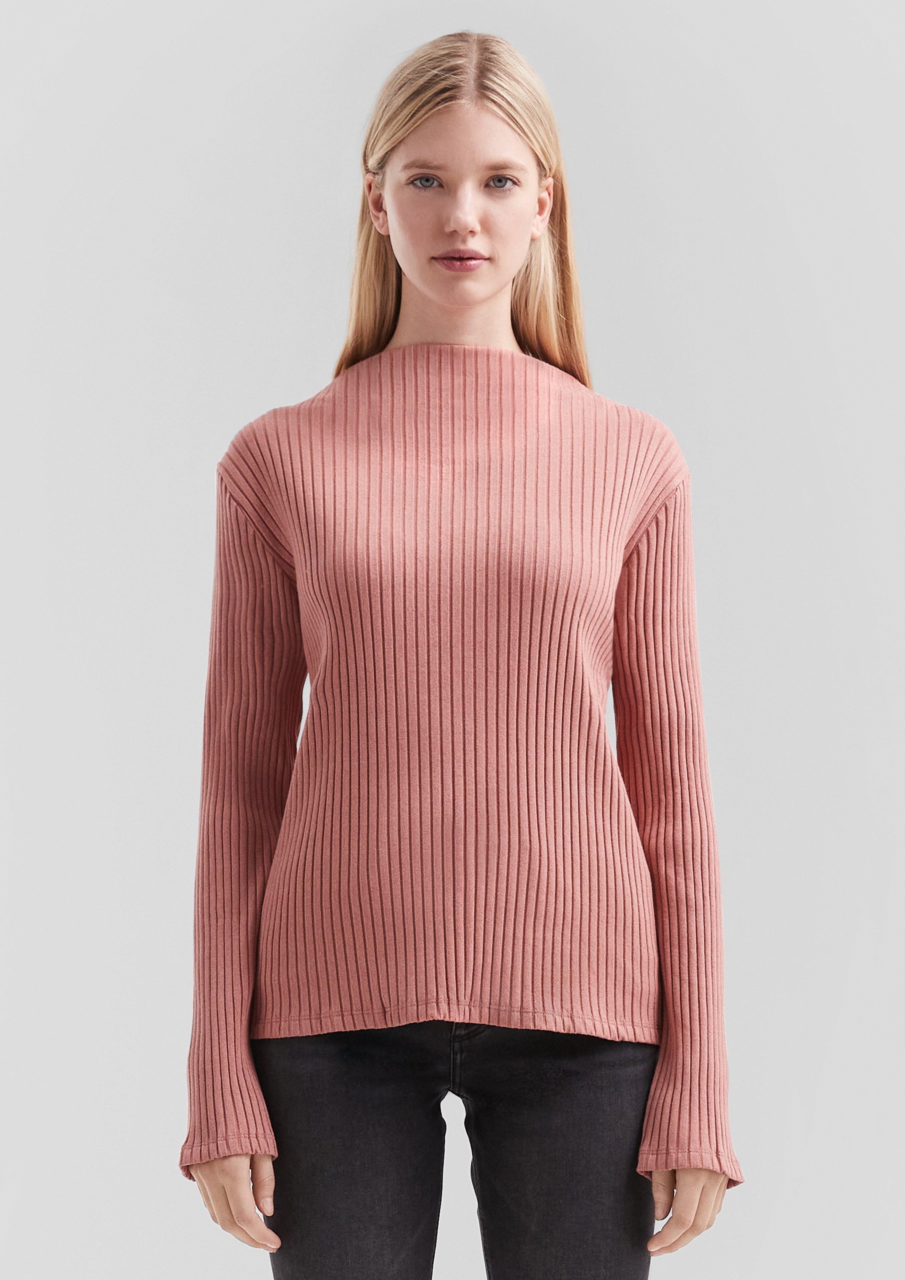 QS Langarmshirt Geripptes Langarmshirt mit Stehkragen günstig online kaufen