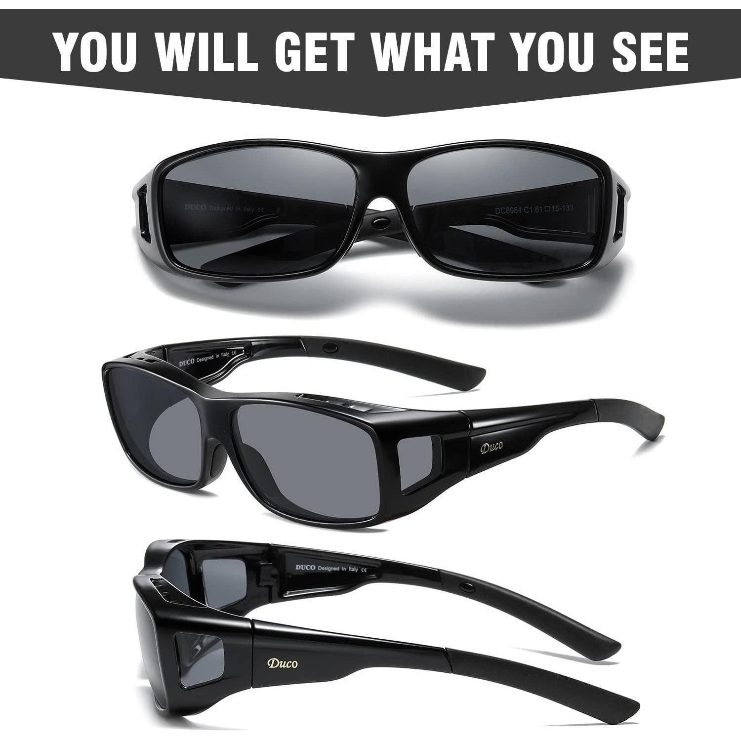 LuxusKollektion Sonnenbrille Sonnenbrille Fitover Überbrille polarisiert UV400 L Schwarz Grau