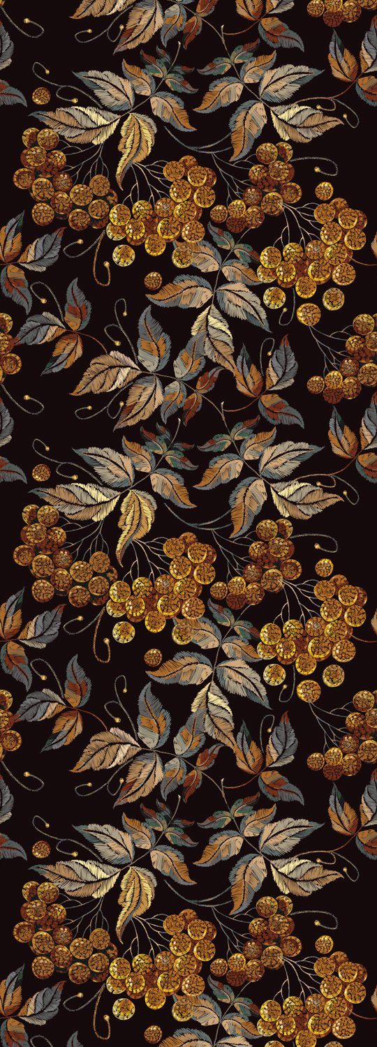 Blüten, Blätter St), Vinyltapete natürlich, Motiv 90x250cm (1 Tapete mit mit glatt, herbstlichem Selbstklebende queence
