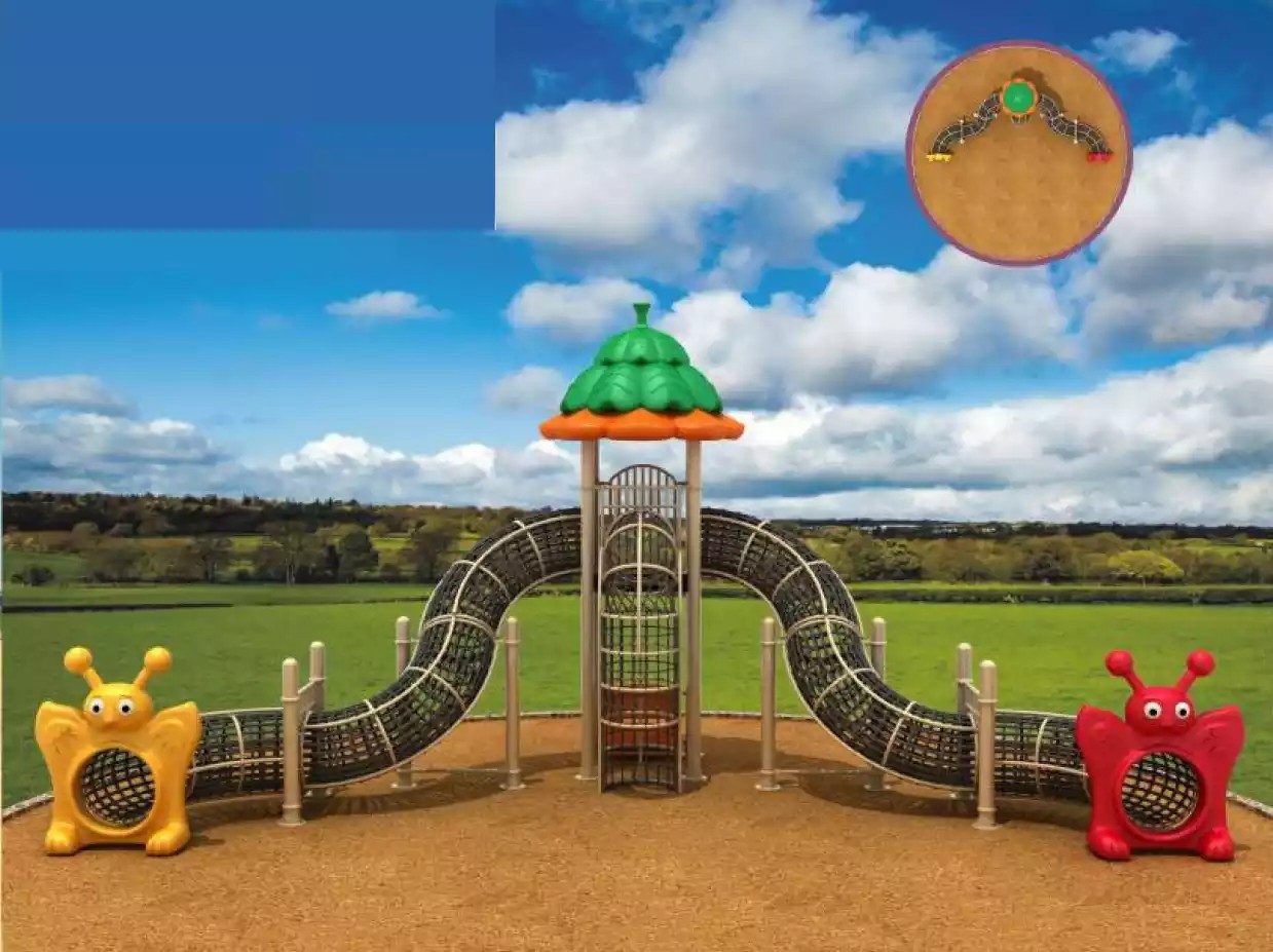 JVmoebel Spielturm Labyrinth-Spielplatz mit Seil in Schwarz – Klettern und Entdecken, Made in Europa