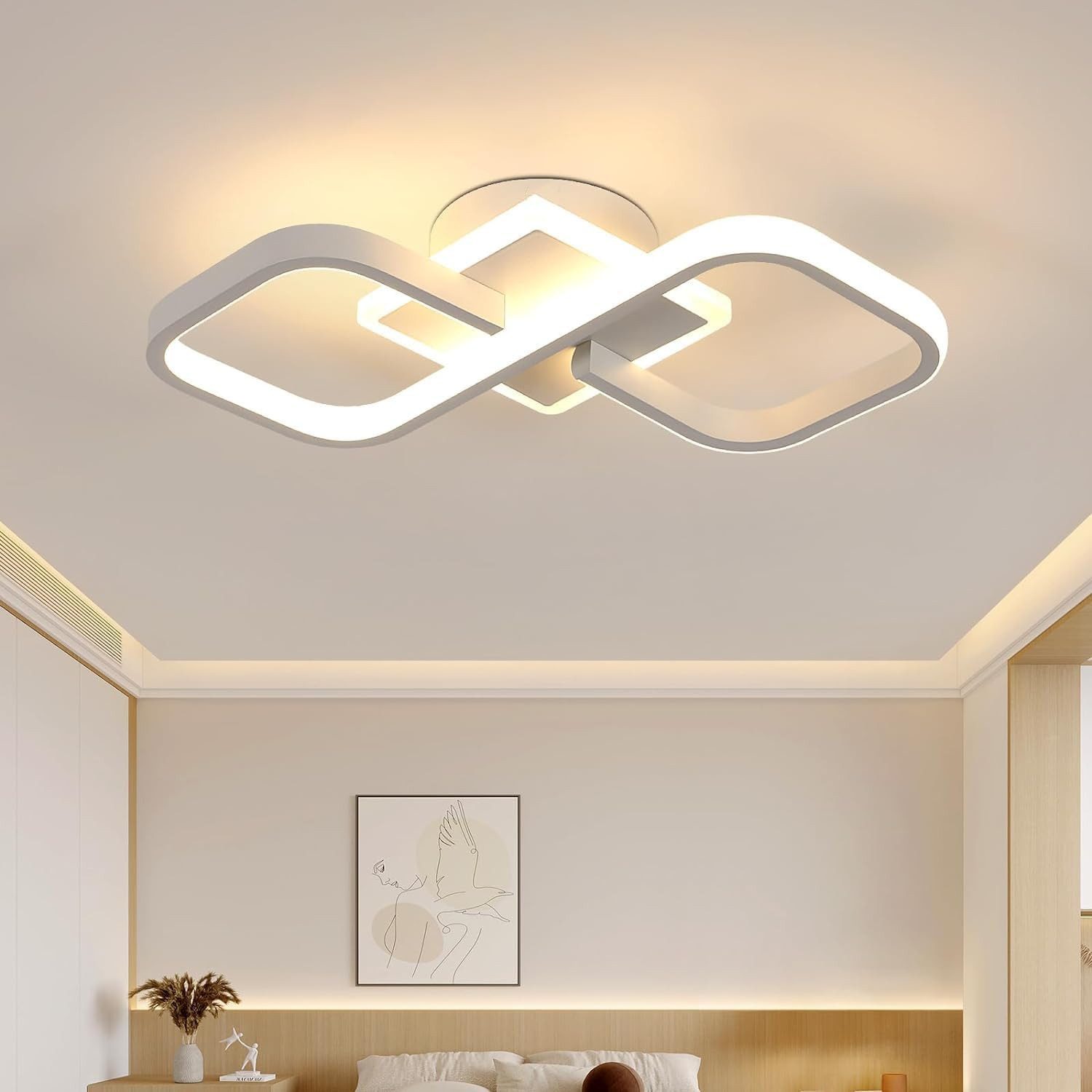 Riserva LED Deckenleuchte Moderne Rechteck LED Deckenleuchte Weiß 30W Warmweiß, LED wechselbar