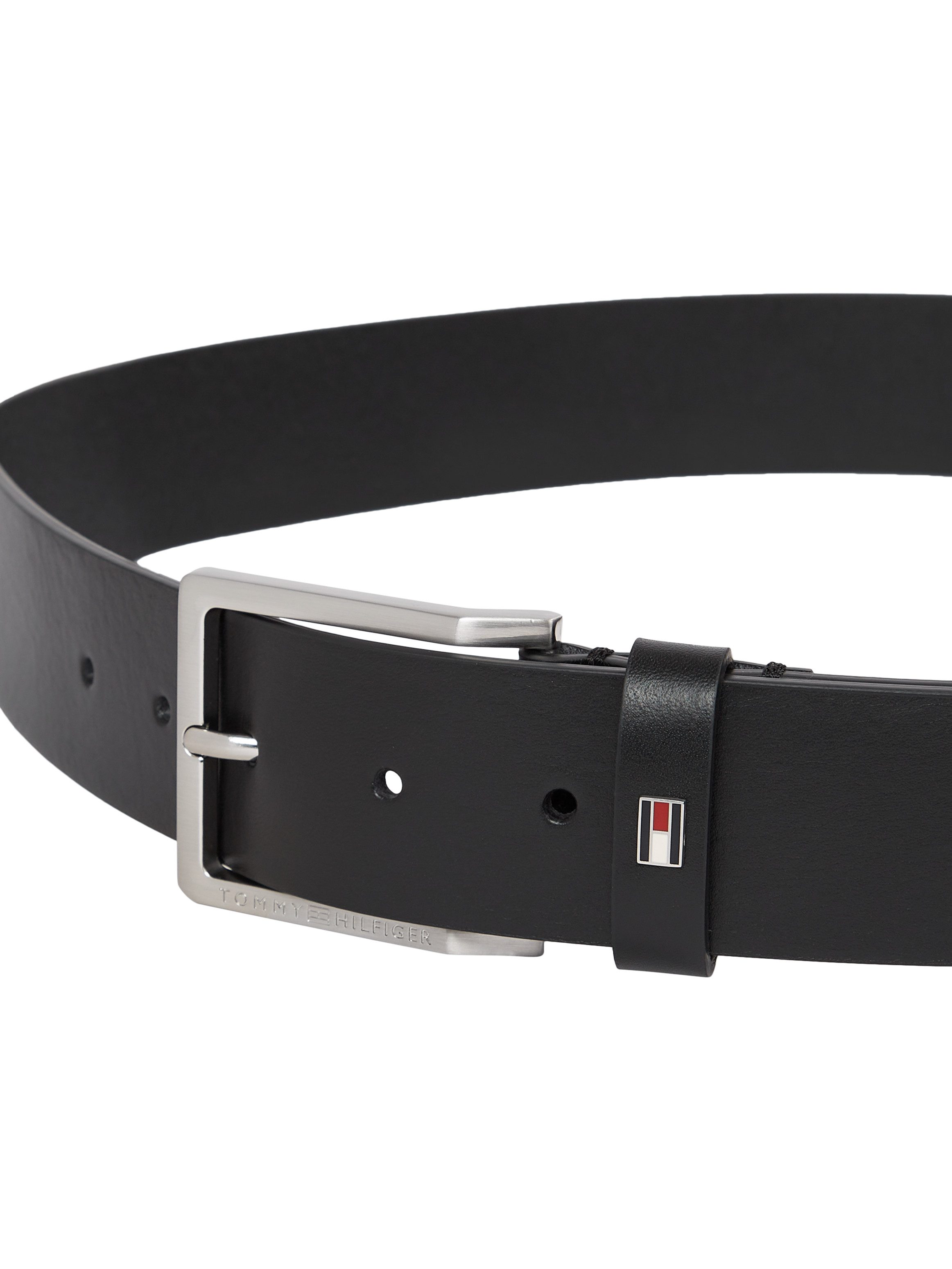 Tommy Hilfiger Ledergürtel OLIVER 4.0 cm breit Größenverstellbar, Markenlogoemblem aus Metall