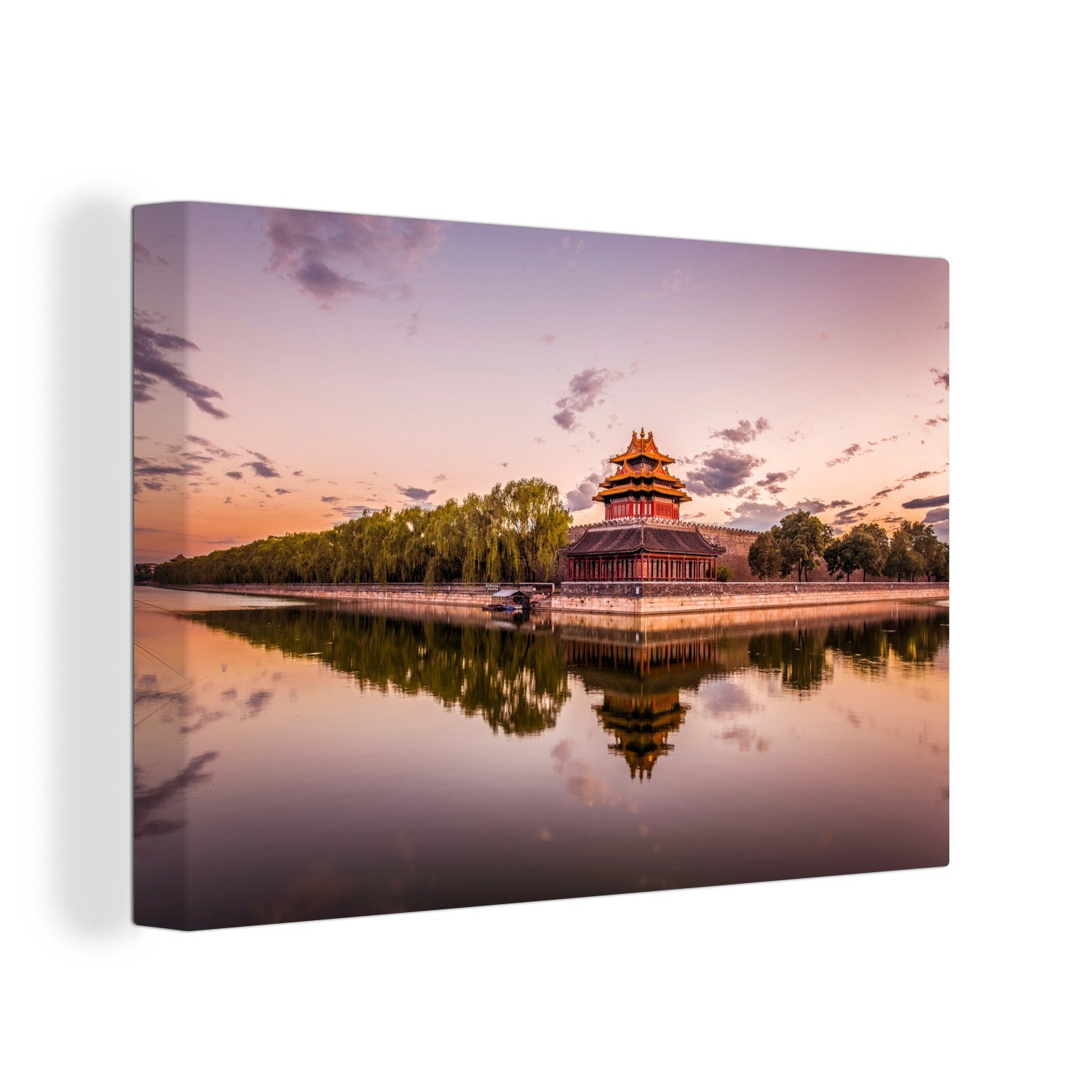 OneMillionCanvasses® Leinwandbild Verbotene Stadt in China auf dem Wasser, (1 St), Wandbild Leinwandbilder, Aufhängefertig, Wanddeko, 30x20 cm