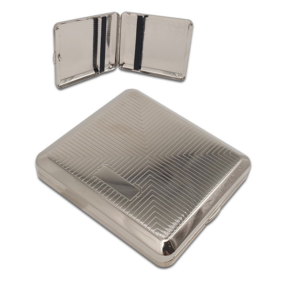 Coumo Sammleretui Zigarettenetui aus Metall, Silber Design, für ca. 20 Zigaretten