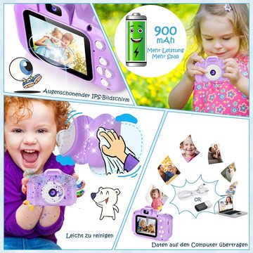 arnssien Digitaler Zoom 1080P HD, mit 32GB TF-Karte Kinderkamera (40 MP, 1x opt. Zoom, Vielseitigen Funktionen HD-Bildschirm, 10 Puzzlespiele, 900mAh Akku)