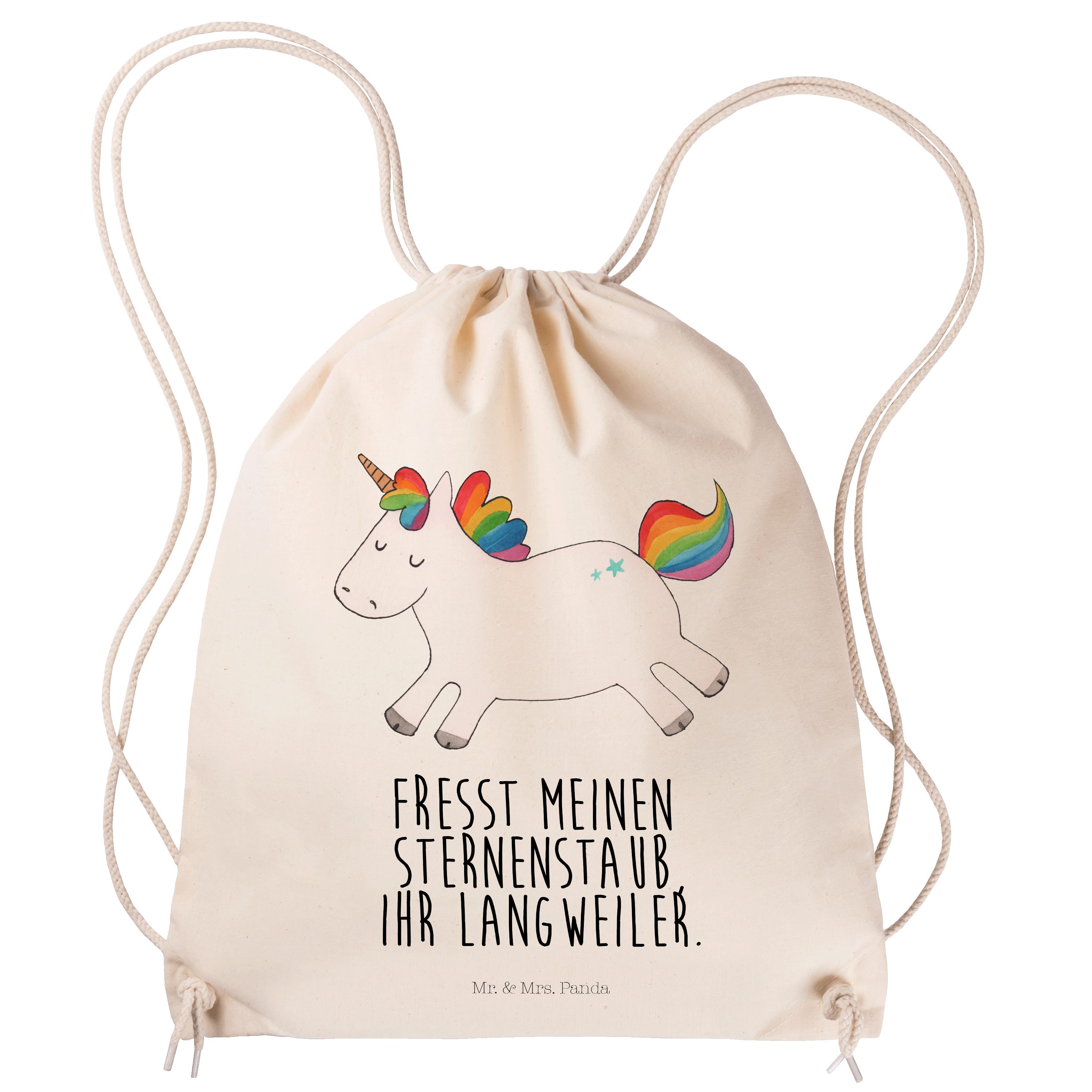 Mr. & Mrs. Panda Sporttasche Einhorn Happy - Transparent - Geschenk, Sportbeutel, Sportbeutel Kind (1-tlg)