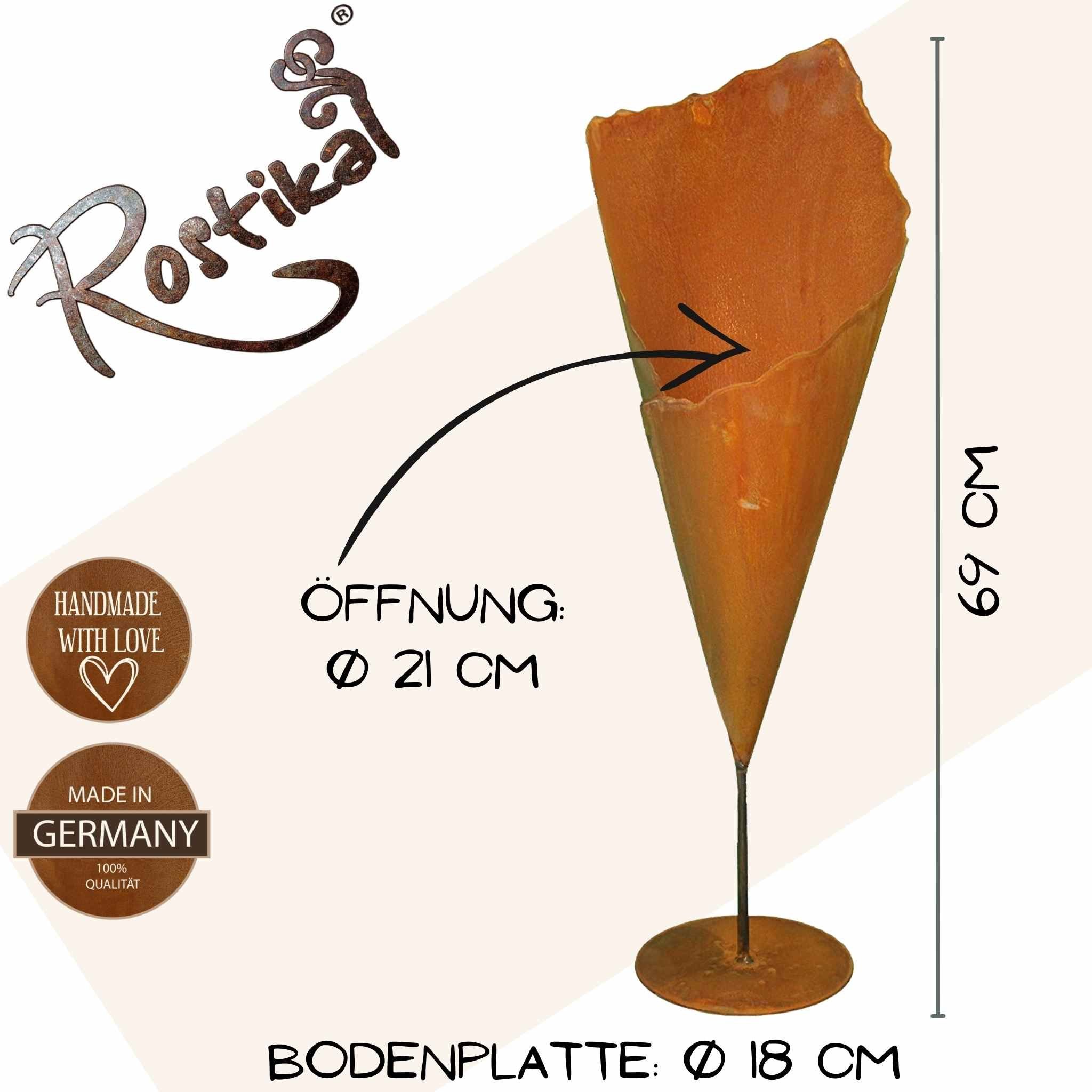 Metall Rostikal Pflanzvase Pflanztüte, Rost Gartendeko Pflanzkübel echter