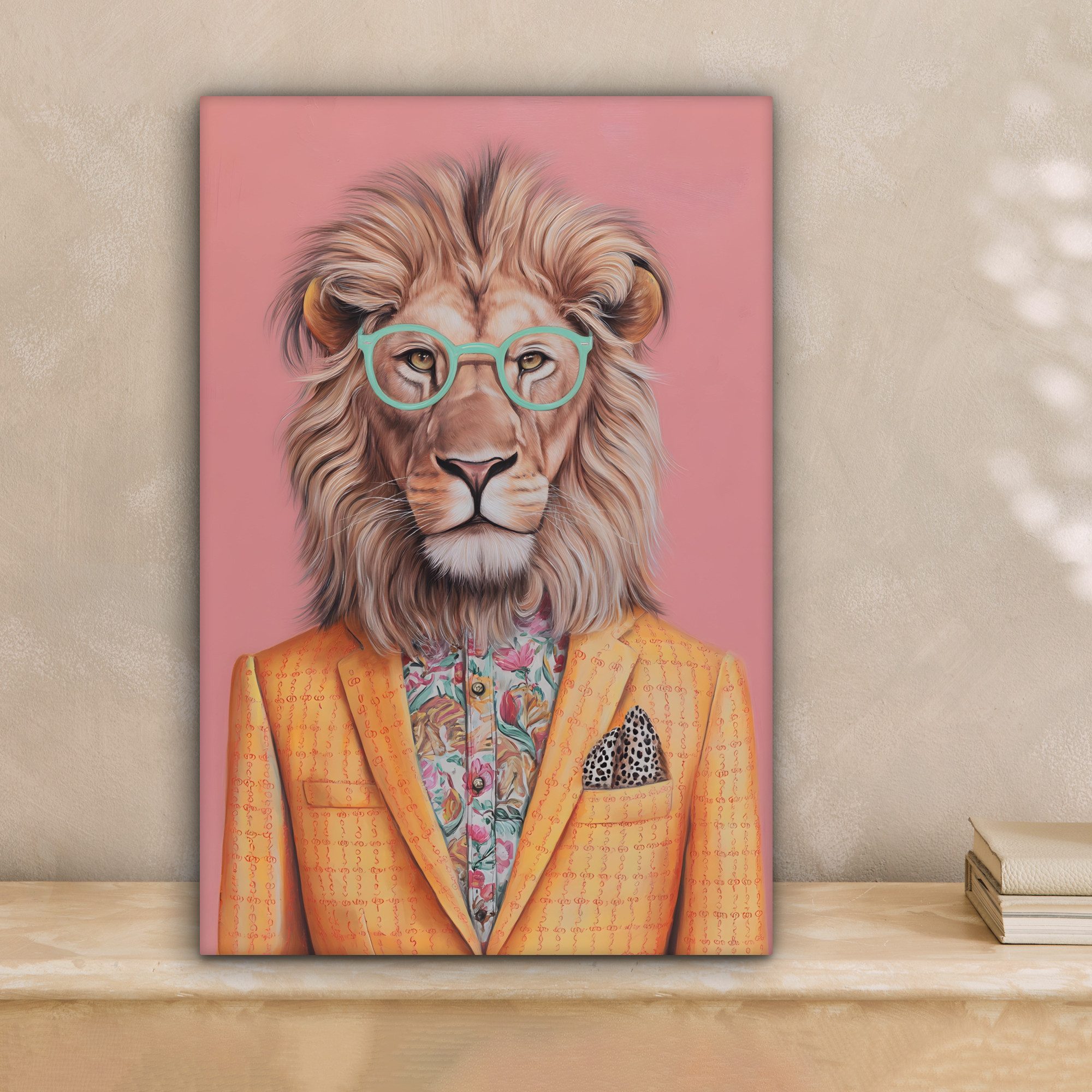 OneMillionCanvasses® Leinwandbild Löwe - Anzug - günstig online kaufen