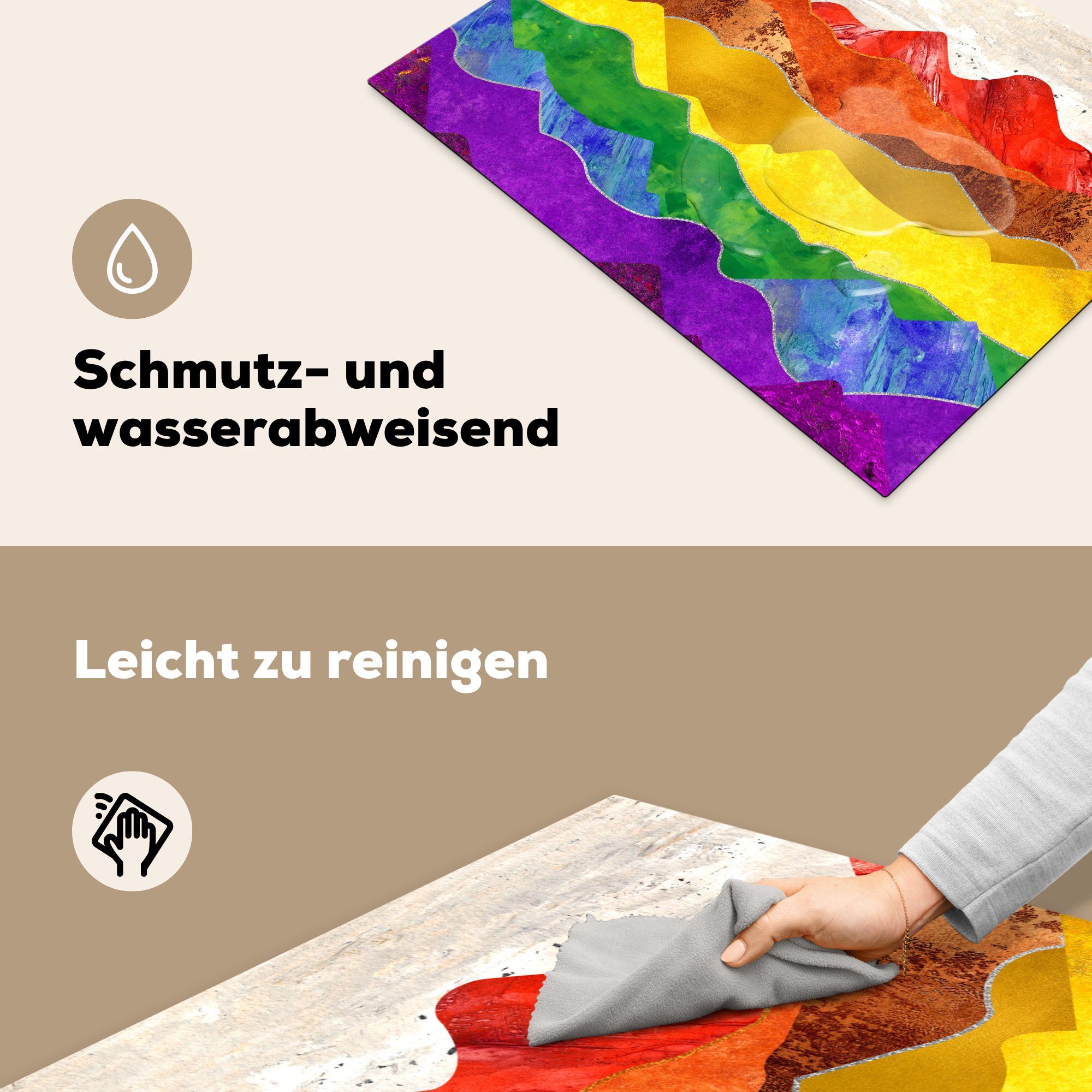 Regenbogen Marmor, Induktionskochfeld Herdblende-/Abdeckplatte Schutz Ceranfeldabdeckung tlg), Vinyl, MuchoWow die - 71x52 küche, (1 Stolz für - cm,