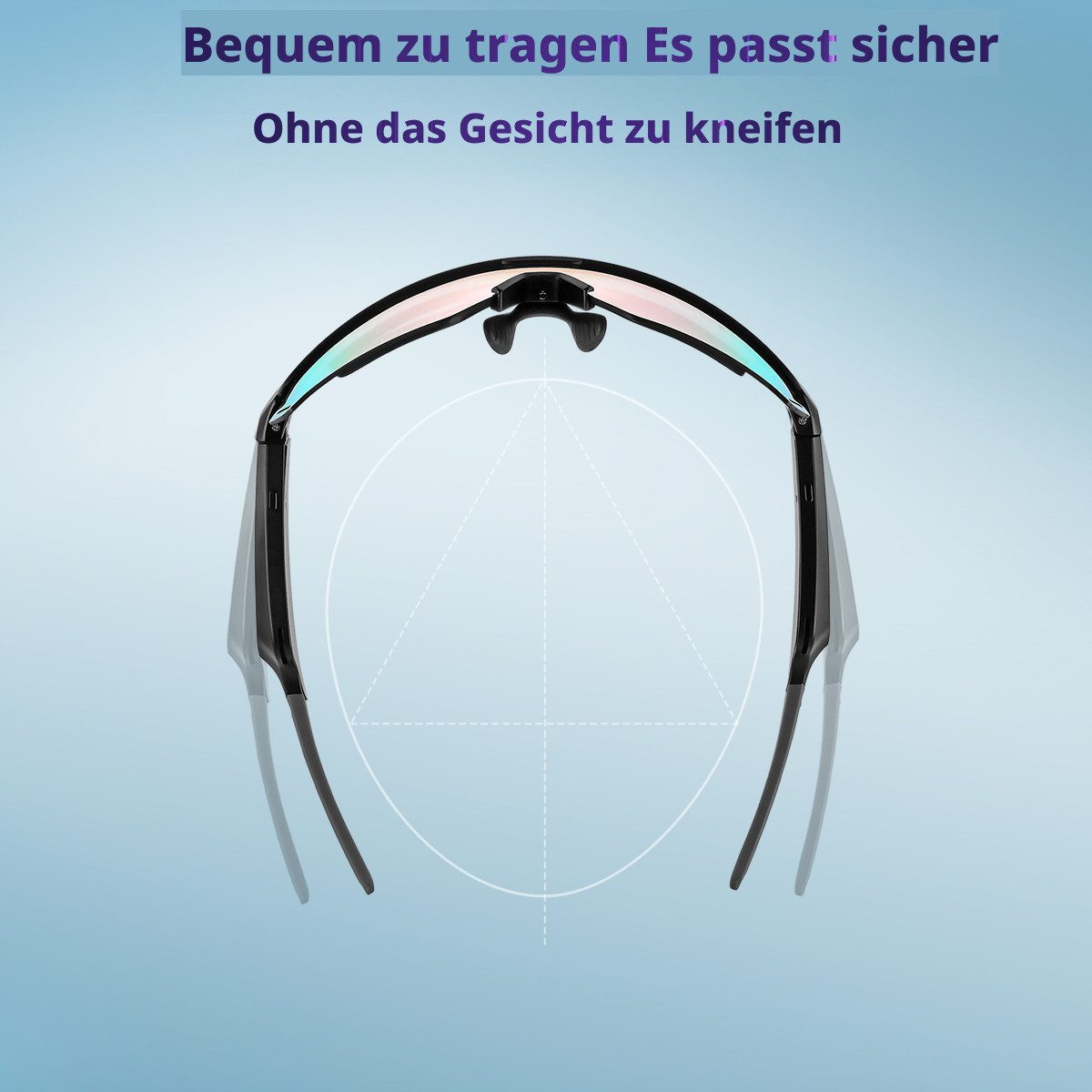 blackview Sportbrille D2 Fahrradbrille mit integriertem Bluetooth-Kopfhörer, IP54, UV400, Open-Ear-Akustik, Belüftungsdesign, Physiche Tasten
