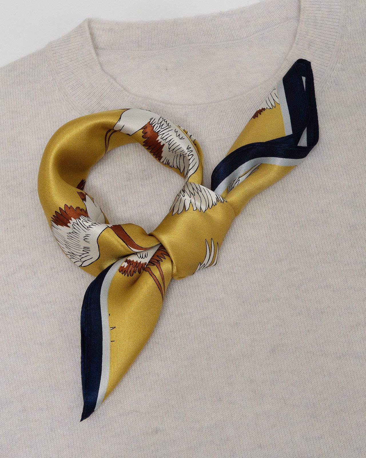 MayTree Seidentuch quadratisch Kranich 53x53, Nickituch, Bandana-Schal, (St günstig online kaufen