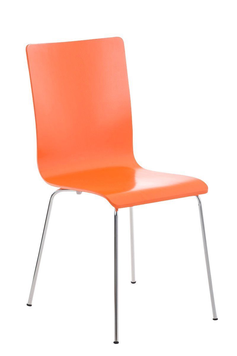 TPFLiving Besucherstuhl Peppo mit ergonomisch geformter Sitzfläche - Konferenzstuhl (Besprechungsstuhl - Warteraumstuhl - Messestuhl), Gestell: Metall chrom - Sitzfläche: Holz orange