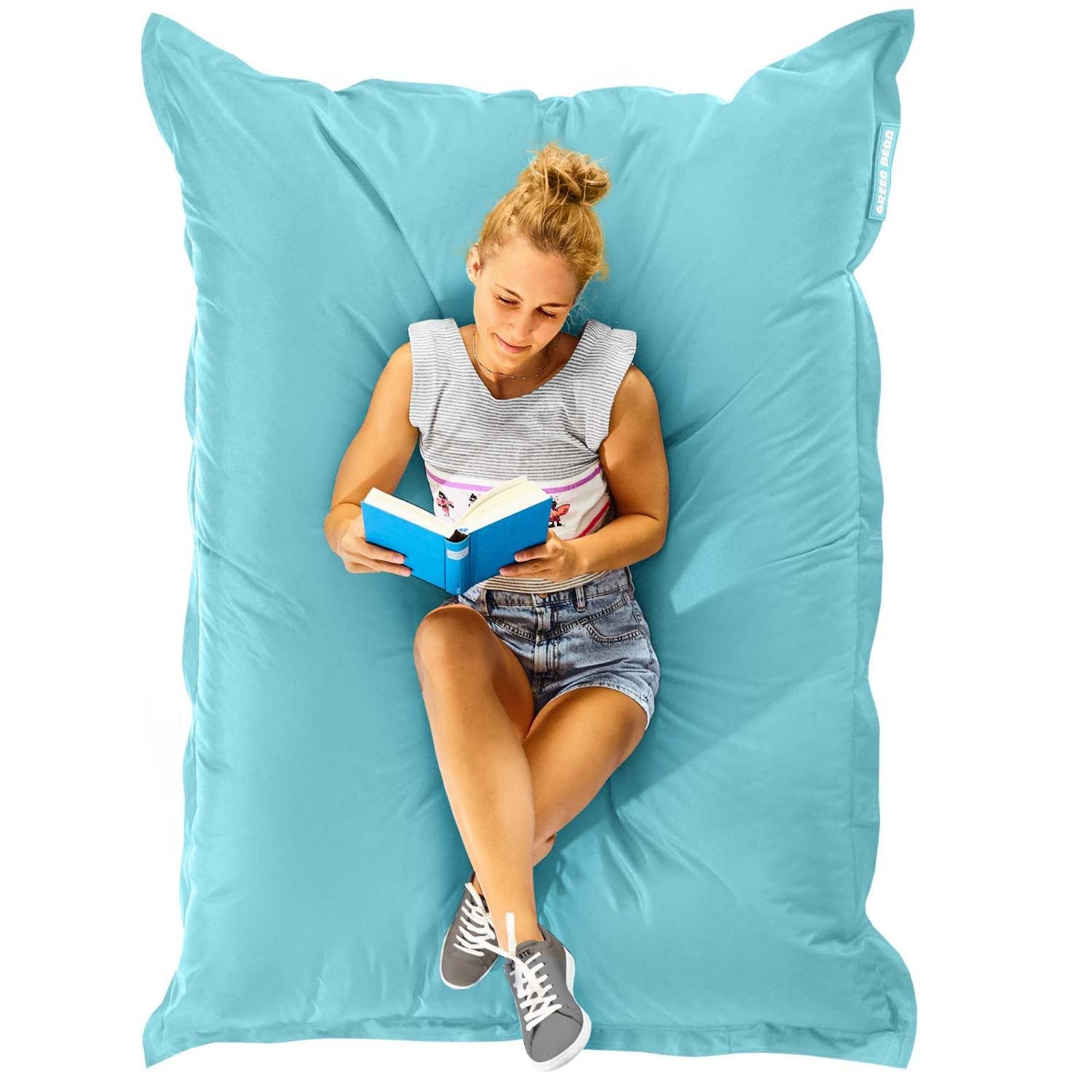 Green Bean Sitzsack XXL Outdoor Sitzsack Square 140x180cm (XXL Riesensitzsack 140x180cm 380 Liter Kinder & Erwachsene Bean Bag EPS Perlen Füllung, Groß Draußen Outdoor Liegekissen), Waschbar Wetterfest Lounge Sitzkissen Bodenkissen