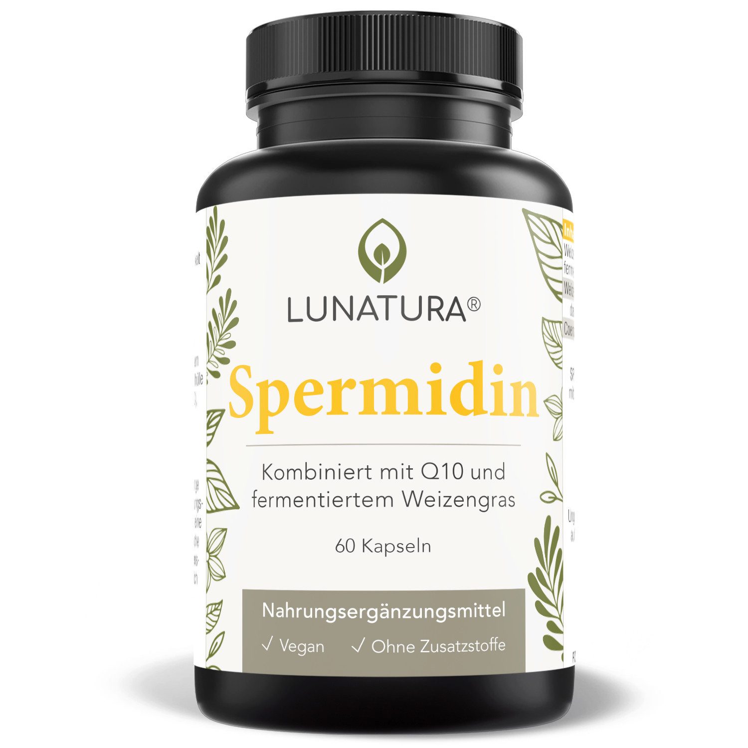 Spermidin mit Q10 und fermentiertem Weizengras – 60 Kapseln Pulver
