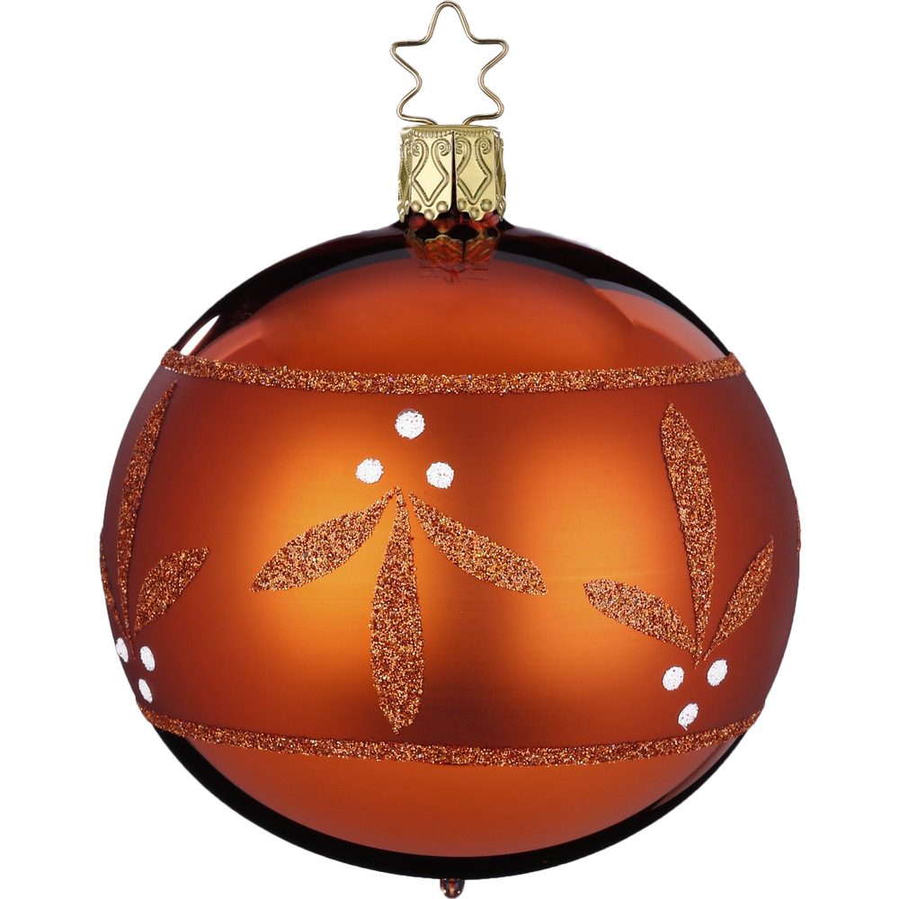 INGE-GLAS® Weihnachtsbaumkugel St), mundgeblasen, Beerenkranz (1 nougat handbemalt 8cm Ø