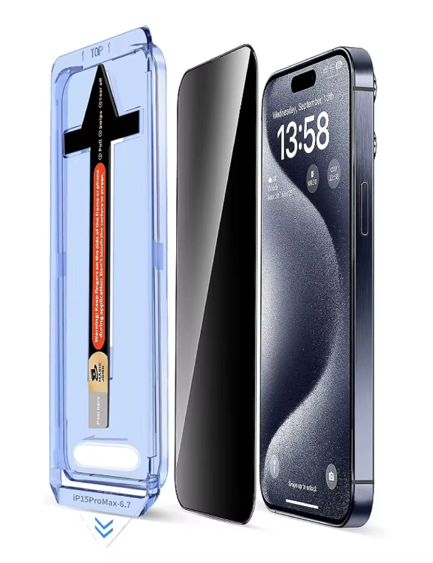 Protectorking Schutzfolie 1x Blickschutz 9H Panzerglas für iPhone 15 Pro Max PRIVACY ANTI-SPY, (1-Stück), echtes Tempered 9H Panzerhartglas Privacy ANTI-SPY