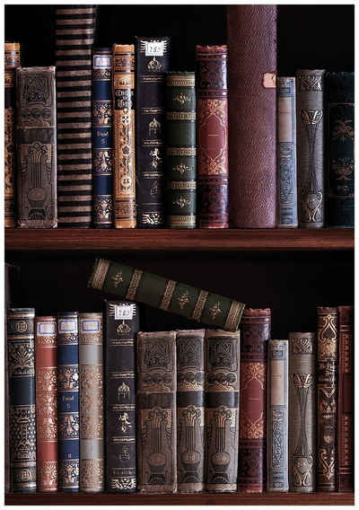 Wallario Wandbild, Bücherregal mit alten Büchern, in verschiedenen Ausführungen