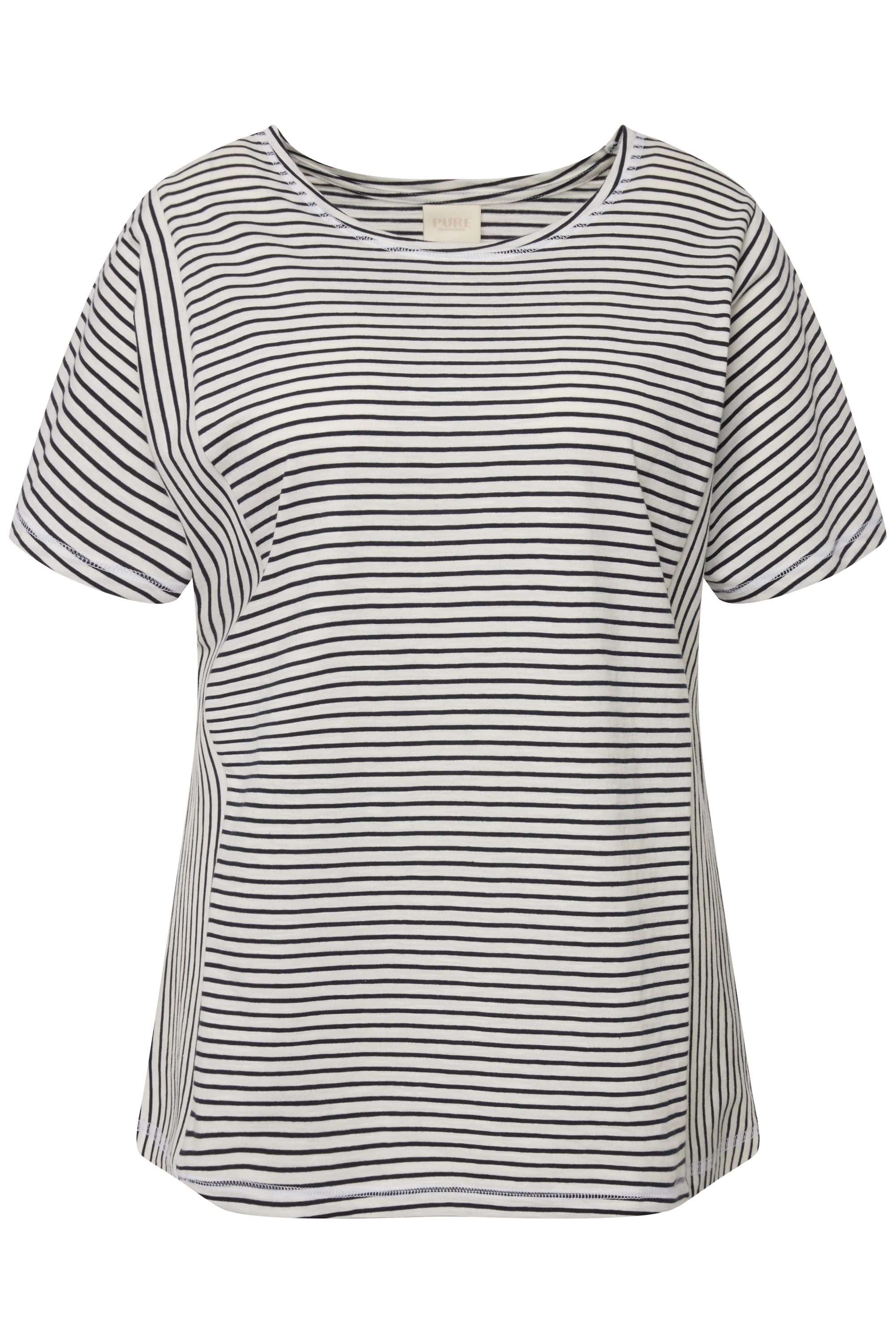 Ulla Popken T-Shirt T-Shirt Streifenmix Rundhals günstig online kaufen