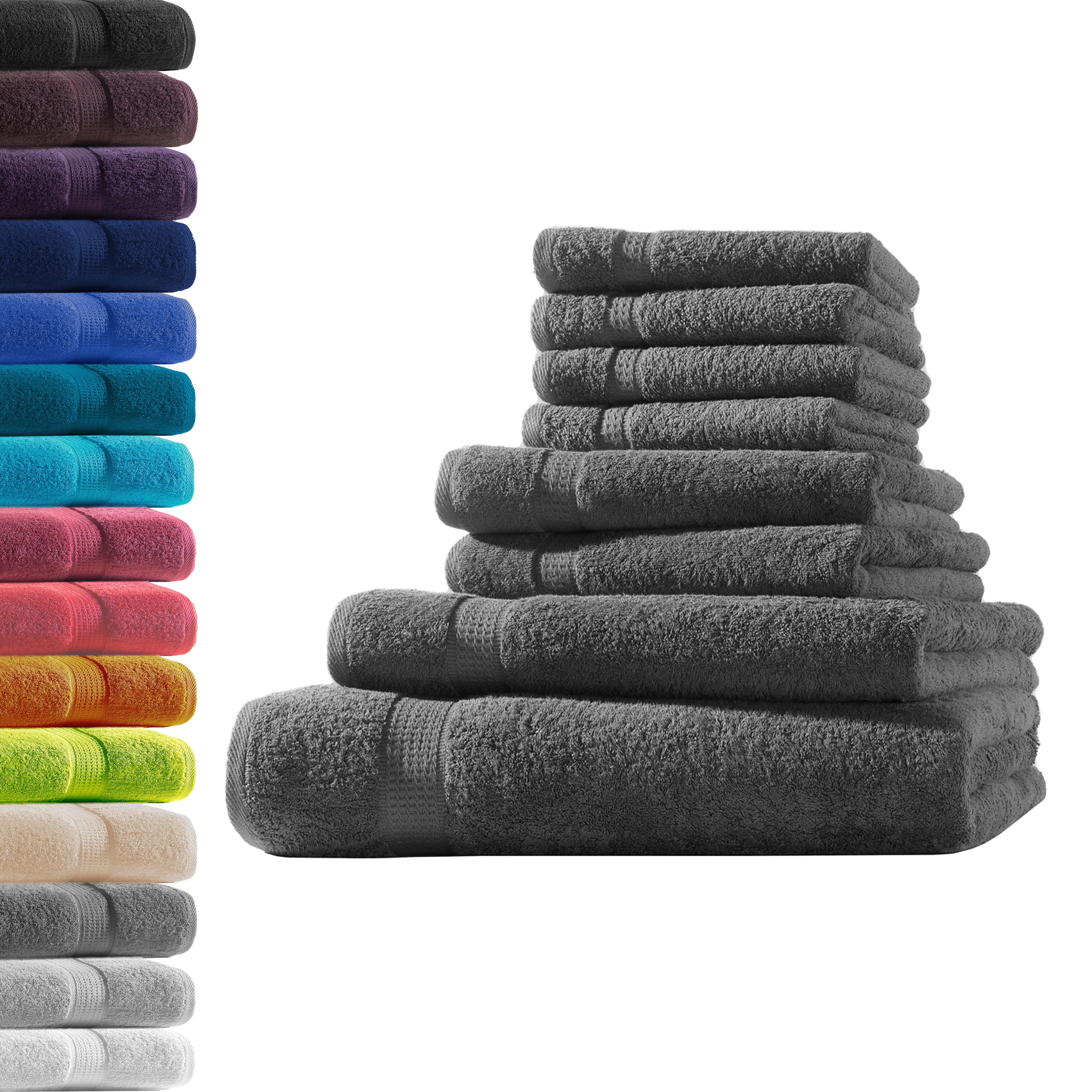 Hometex Premium Textiles Handtuch in Premium Qualität 500 g/m², Feinster Frottier-Stoff 100% Baumwolle, 1x Badetuch + 1 Duschtuch + 2 Handtuch + 4 Gästetuch, weich, saugfähig, extra schwer & flauschig