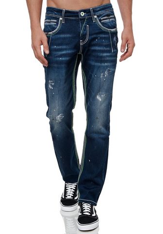 Rusty Neal Straight-Jeans su kontrastierenden Zie...