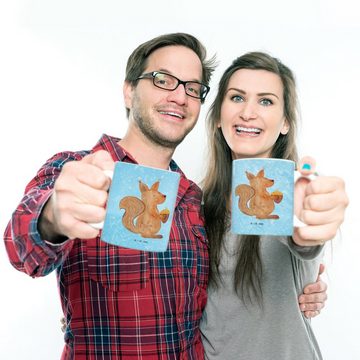 Mr. & Mrs. Panda Kinderbecher Eichhörnchen Weihnachten - Eisblau - Geschenk, Bruchsichere Tasse, Ka, Kunststoff, Mikrowellenbeständig