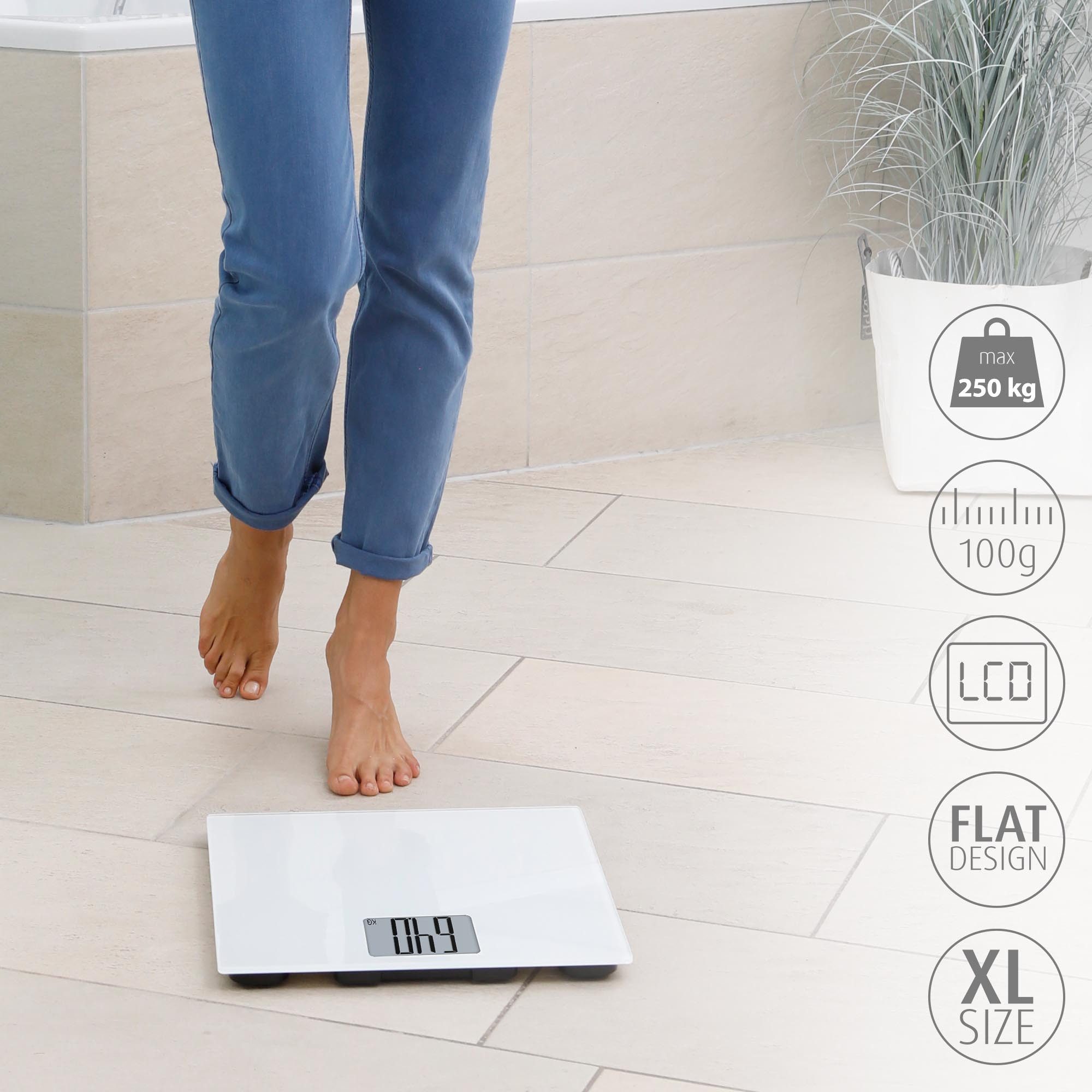medisana Personenwaage PS 470 XL, Extra großes LCD-Display mit großen Ziffern, Tragkraft 250 kg